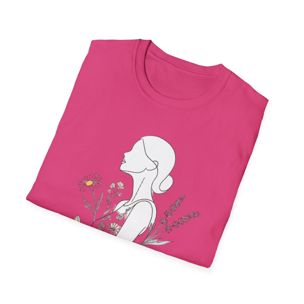 Floral Silhouette Unisex T-Shirt | Softstyle Tee | Nature Lover Gift, Spring Fashion, Casual Wear, Art-Inspired Shirt, Botanical Tee