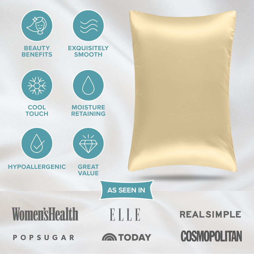 Bare Home 100% Mulberry Silk Pillowcase for Hair and Skin - Ultra Premium 6A Grade 19 Momme Silk Pillow Case - Hidden Zipper - Breathable Cooling Pillow Cover (Body, Silver)