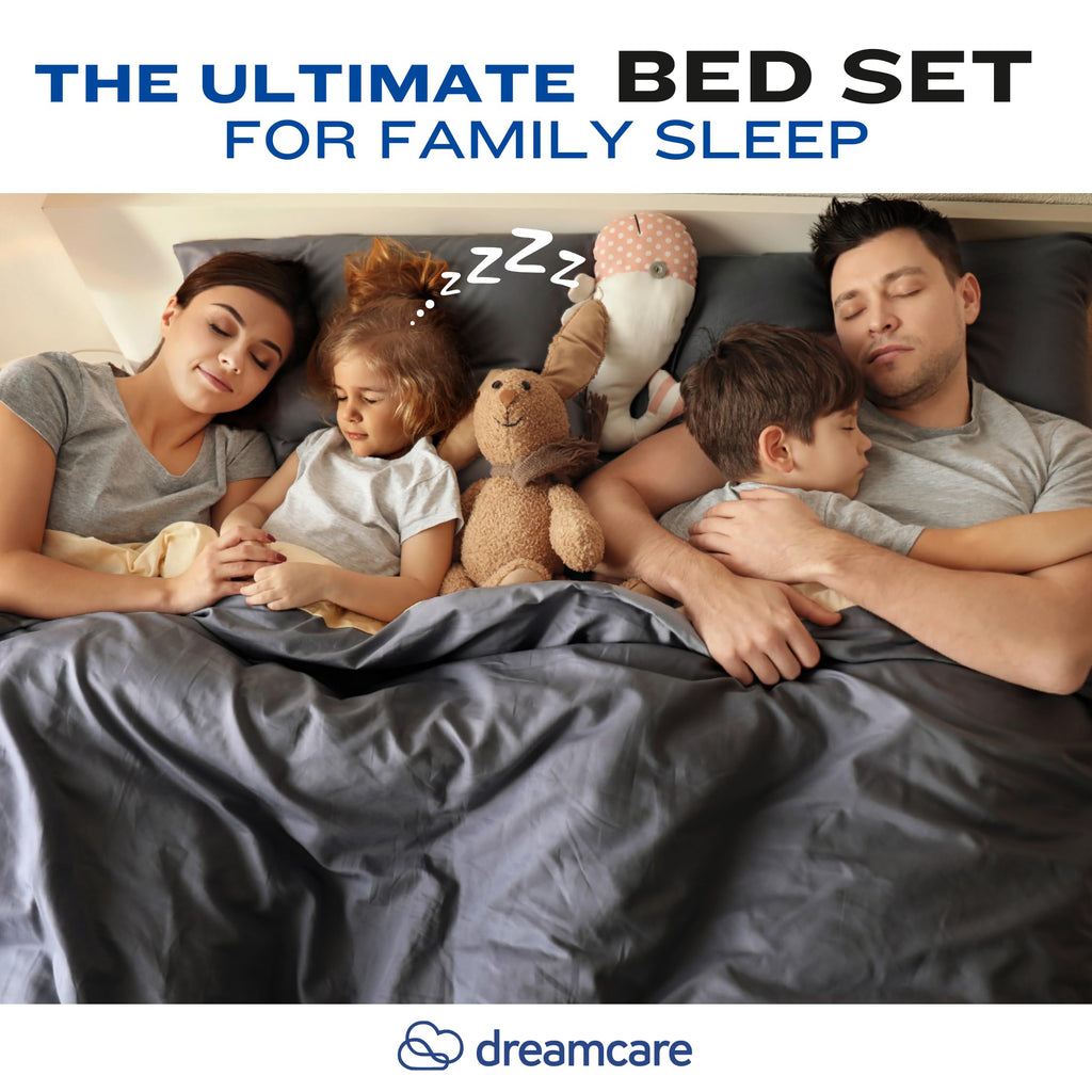 DREAMCARE Bedding Sets Queen - 4 Piece Queen Bed Sheets - Deep Pocket up to 15 in - Draps Lit Queen - Luxury Hotel Sheets & Pillowcases Set - Shrink & Fade Resistant (Queen, Black)