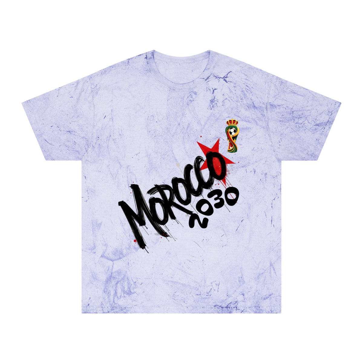Unisex Color Blast T-Shirt, Morocco 2030 Tee, Trendy Graphic Shirt, Casual [...]