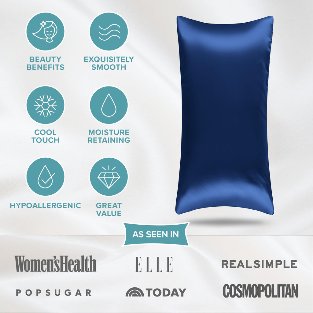 Bare Home 100% Mulberry Silk Pillowcase for Hair and Skin - Ultra Premium 6A Grade 19 Momme Silk Pillow Case - Hidden Zipper - Breathable Cooling Pillow Cover (Body, Silver)
