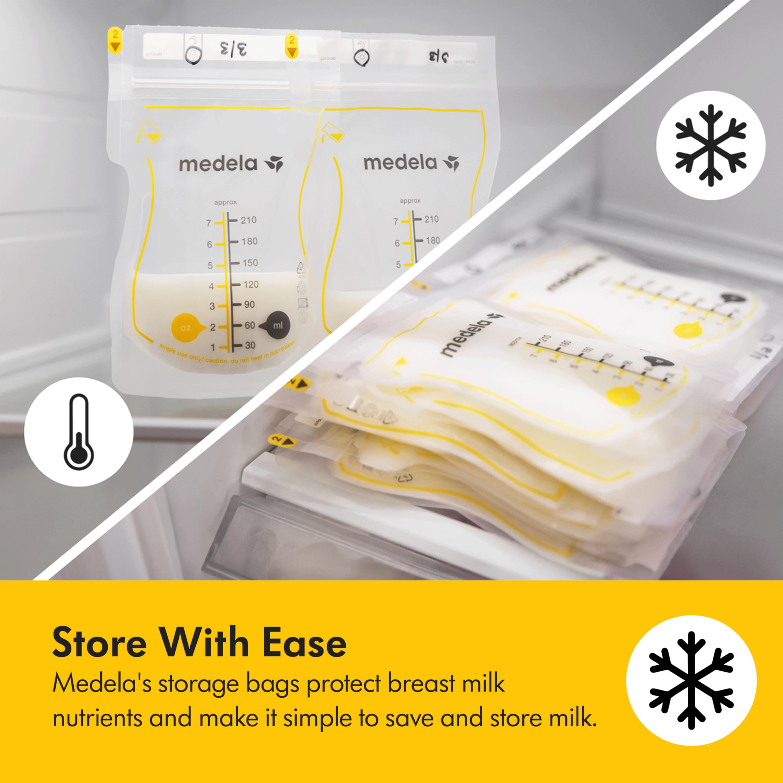 Medela Easy Pour Disposable Breast Milk Storage Bags, 7 oz/210 ml Capacity, Leakproof Design with Milk Protection, Made Without BPA, Pack of 100