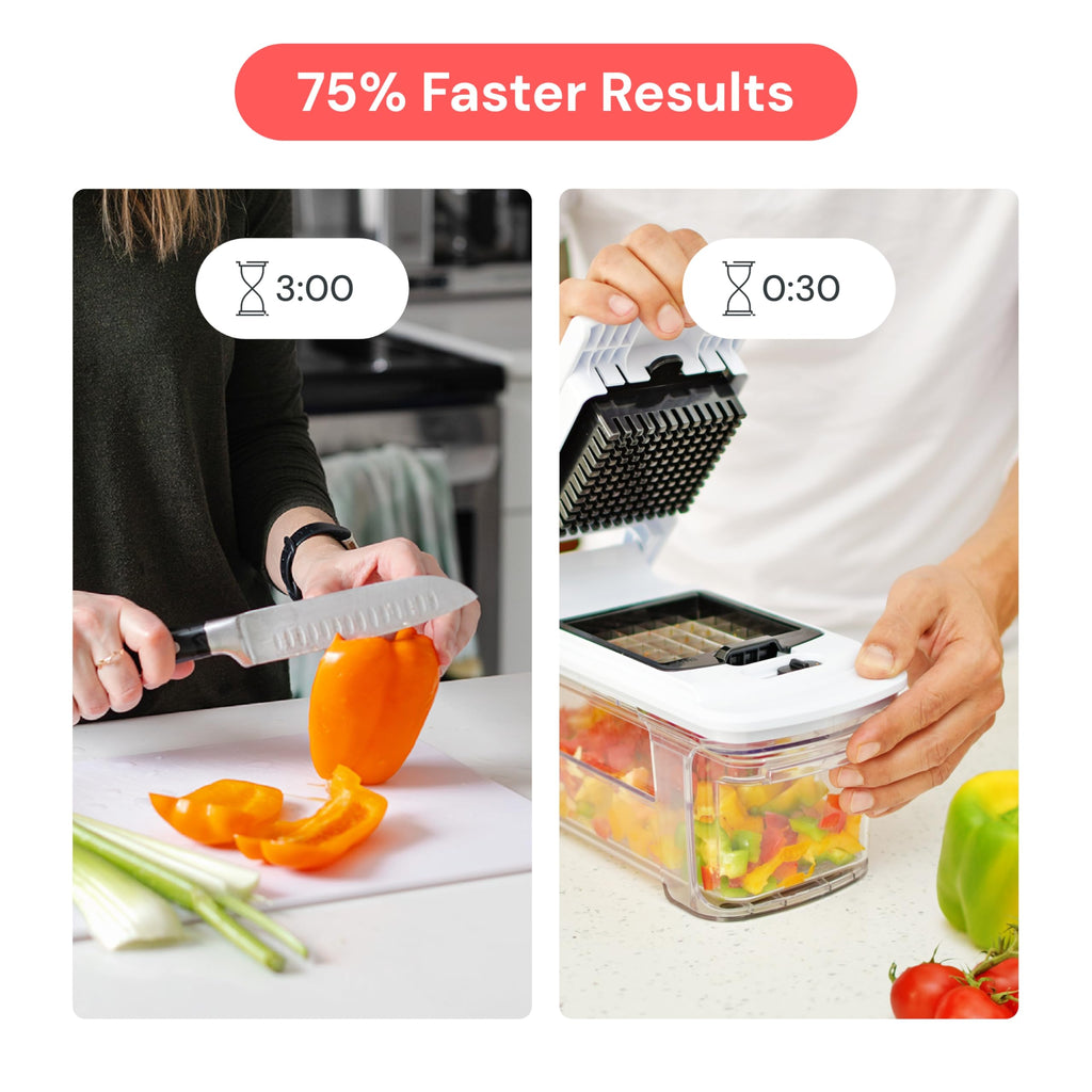 Fullstar Vegetable Chopper & Mandoline Slicer - Julienne Cutter Dicer Grater for Food Veggie Onion Cucumber Tomato Salad Potato Cheese - Kitchen Essentials & Gadgets (Compact 6-in-1, White)