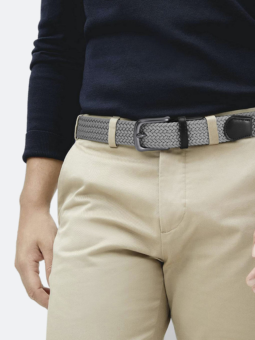 CHAOREN Mens Belt - Elastic Braided Stretch Golf Belts for Men 1 3/8"- Suit for Casual Jeans Pants