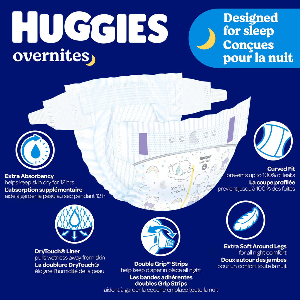 Huggies Overnites Size 4 Overnight Diapers (22-37 lbs), 58 Ct