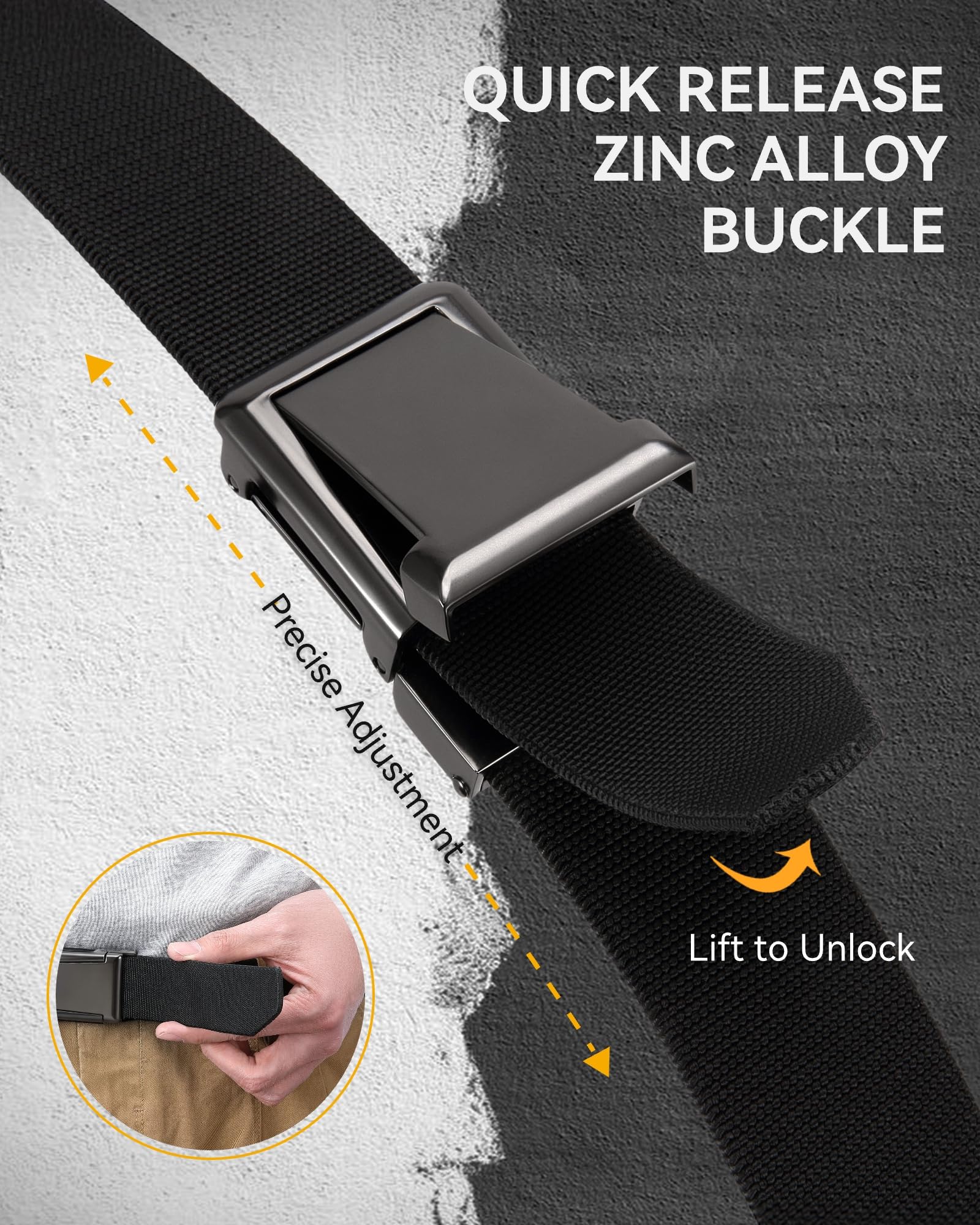 CHAOREN Tactical Belt Men - 1.5" Work Belt Nylon Stretch with Quick Release Zinc Alloy Buckle for Military Casual Jeans