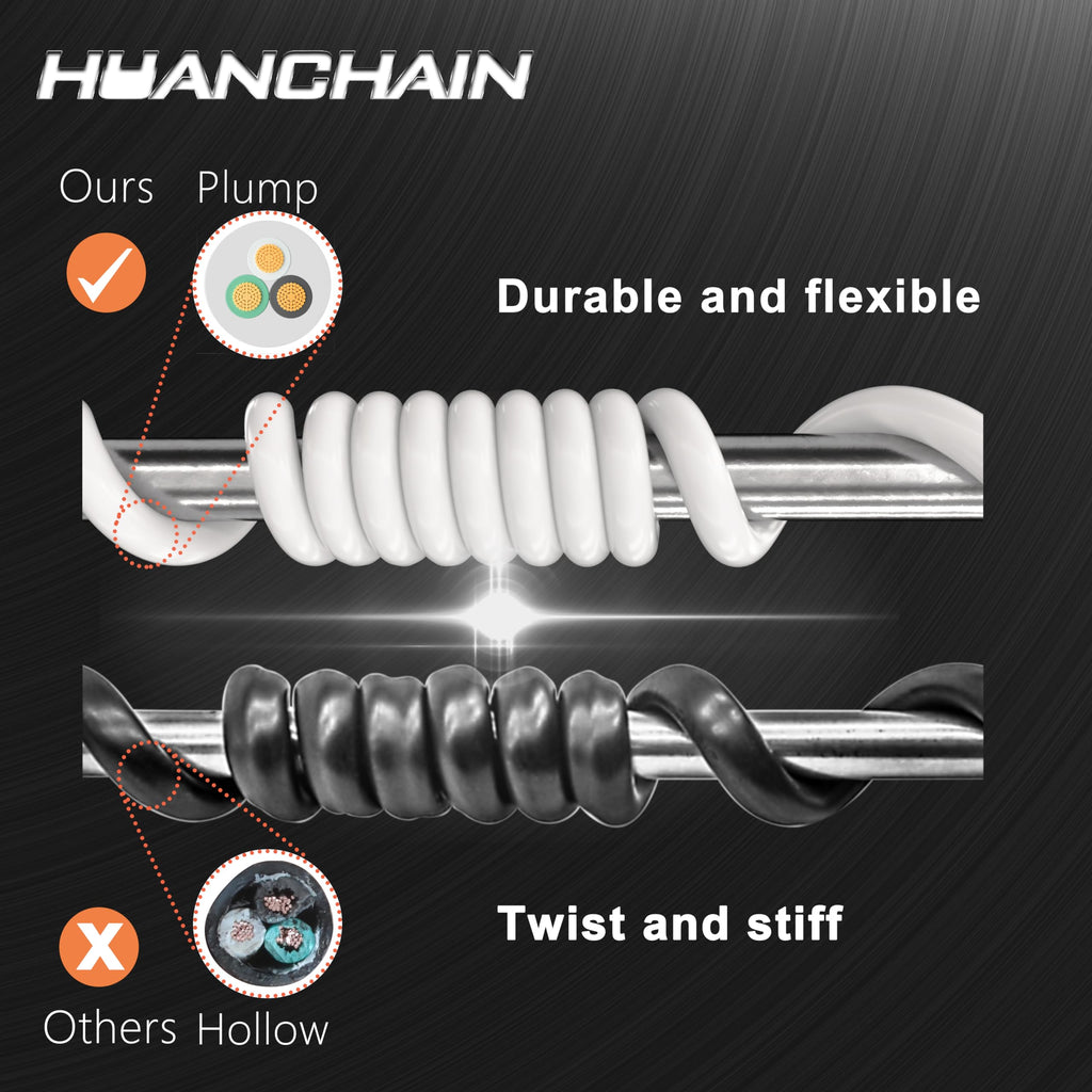 HUANCHAIN Indoor Outdoor Black Extension Cord 15 ft Waterproof, 16/3 Gauge Flexible Cold-Resistant Appliance Extension Cable Outside, 13A 1625W 16AWG SJTW, 3 Prong Electric Cord, ETL
