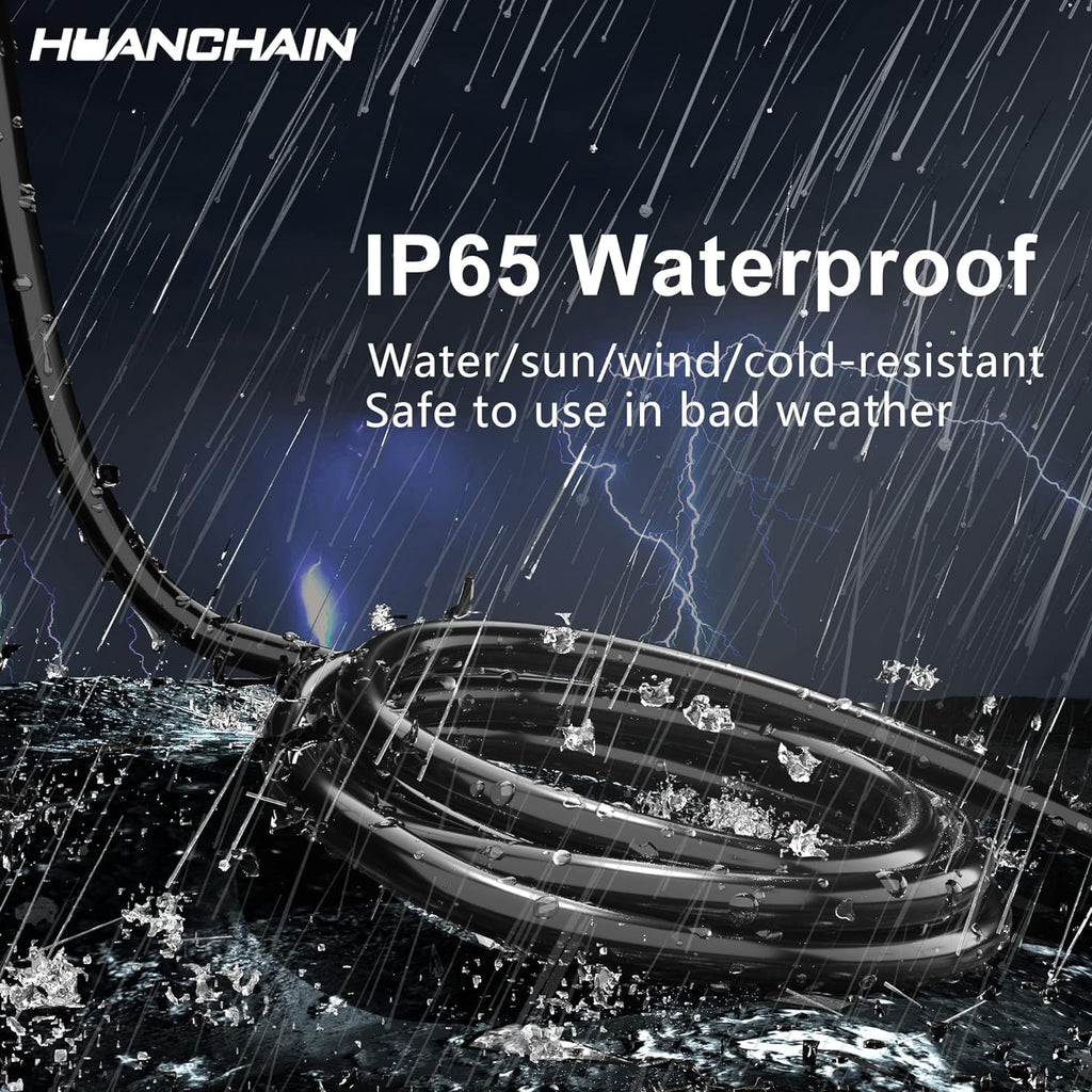 HUANCHAIN Indoor Outdoor Black Extension Cord 15 ft Waterproof, 16/3 Gauge Flexible Cold-Resistant Appliance Extension Cable Outside, 13A 1625W 16AWG SJTW, 3 Prong Electric Cord, ETL