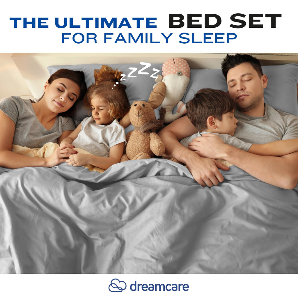 DREAMCARE Bedding Sets Queen - 4 Piece Queen Bed Sheets - Deep Pocket up to 15 in - Draps Lit Queen - Luxury Hotel Sheets & Pillowcases Set - Shrink & Fade Resistant (Queen, Black)