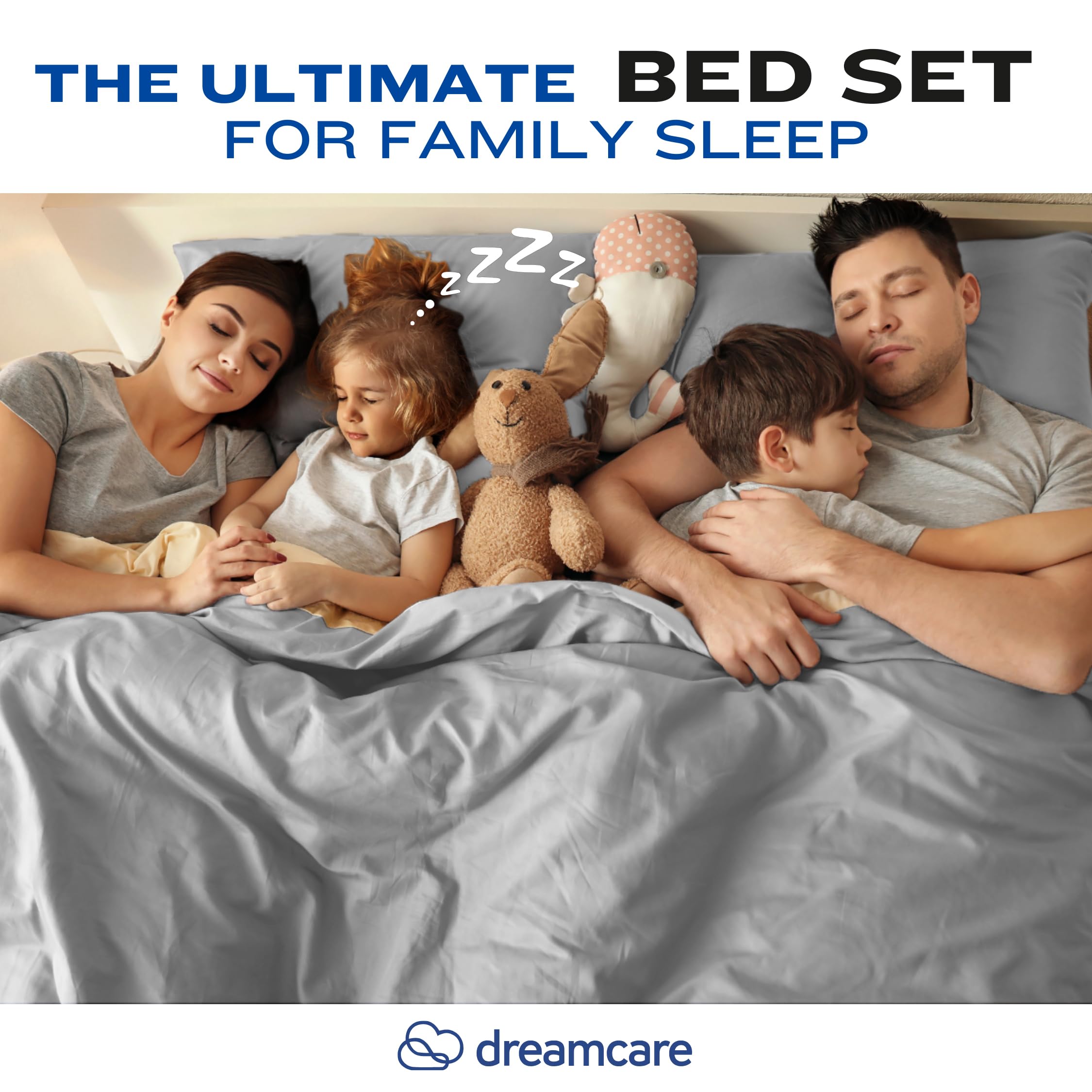 DREAMCARE Bedding Sets Queen - 4 Piece Queen Bed Sheets - Deep Pocket up to 15 in - Draps Lit Queen - Luxury Hotel Sheets & Pillowcases Set - Shrink & Fade Resistant (Queen, Black)