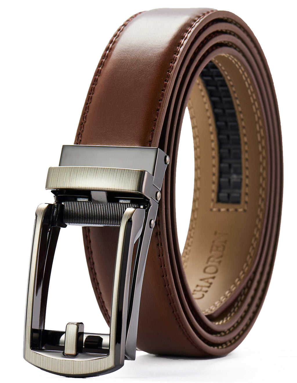 CHAOREN Ratchet Belts Men Buckley Belt, 1 1/4" Mens Belts Leather Dress Belt, Companion to Formal Suit