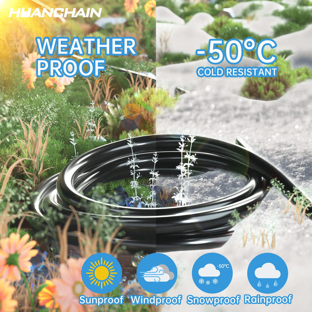 HUANCHAIN Indoor Outdoor Black Extension Cord 15 ft Waterproof, 16/3 Gauge Flexible Cold-Resistant Appliance Extension Cable Outside, 13A 1625W 16AWG SJTW, 3 Prong Electric Cord, ETL