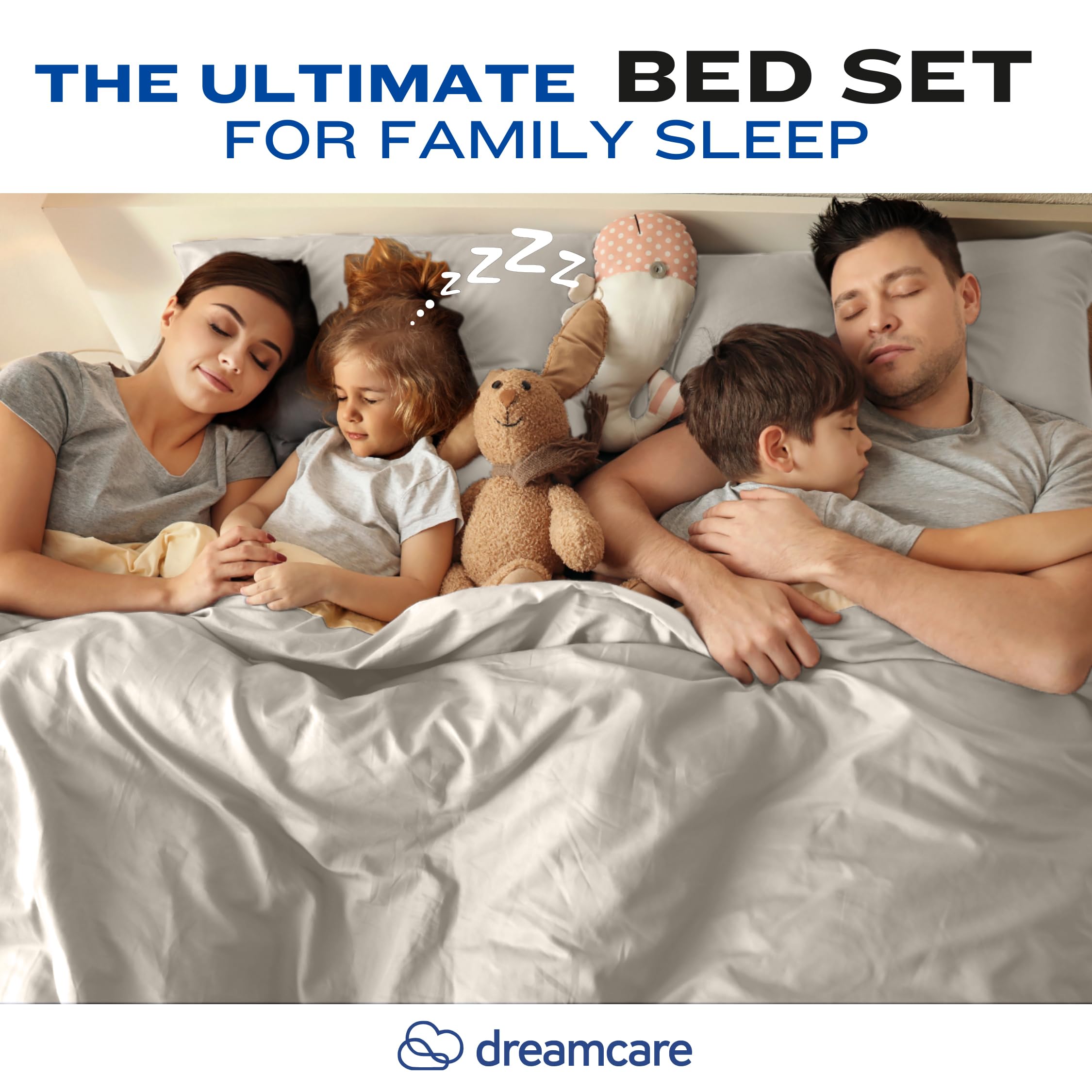 DREAMCARE Bedding Sets Queen - 4 Piece Queen Bed Sheets - Deep Pocket up to 15 in - Draps Lit Queen - Luxury Hotel Sheets & Pillowcases Set - Shrink & Fade Resistant (Queen, Black)