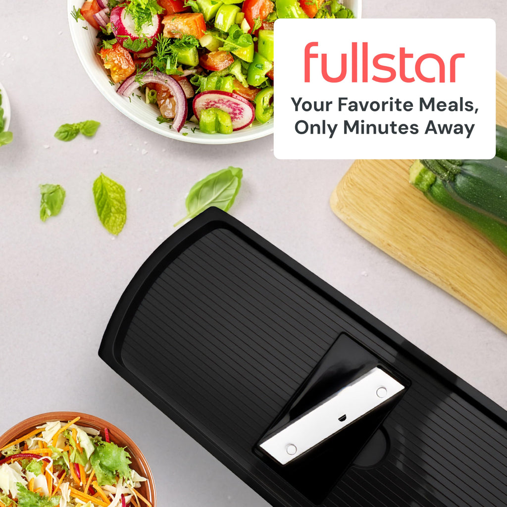 Fullstar Vegetable Chopper & Mandoline Slicer - Julienne Cutter Dicer Grater for Food Veggie Onion Cucumber Tomato Salad Potato Cheese - Kitchen Essentials & Gadgets (Compact 6-in-1, White)