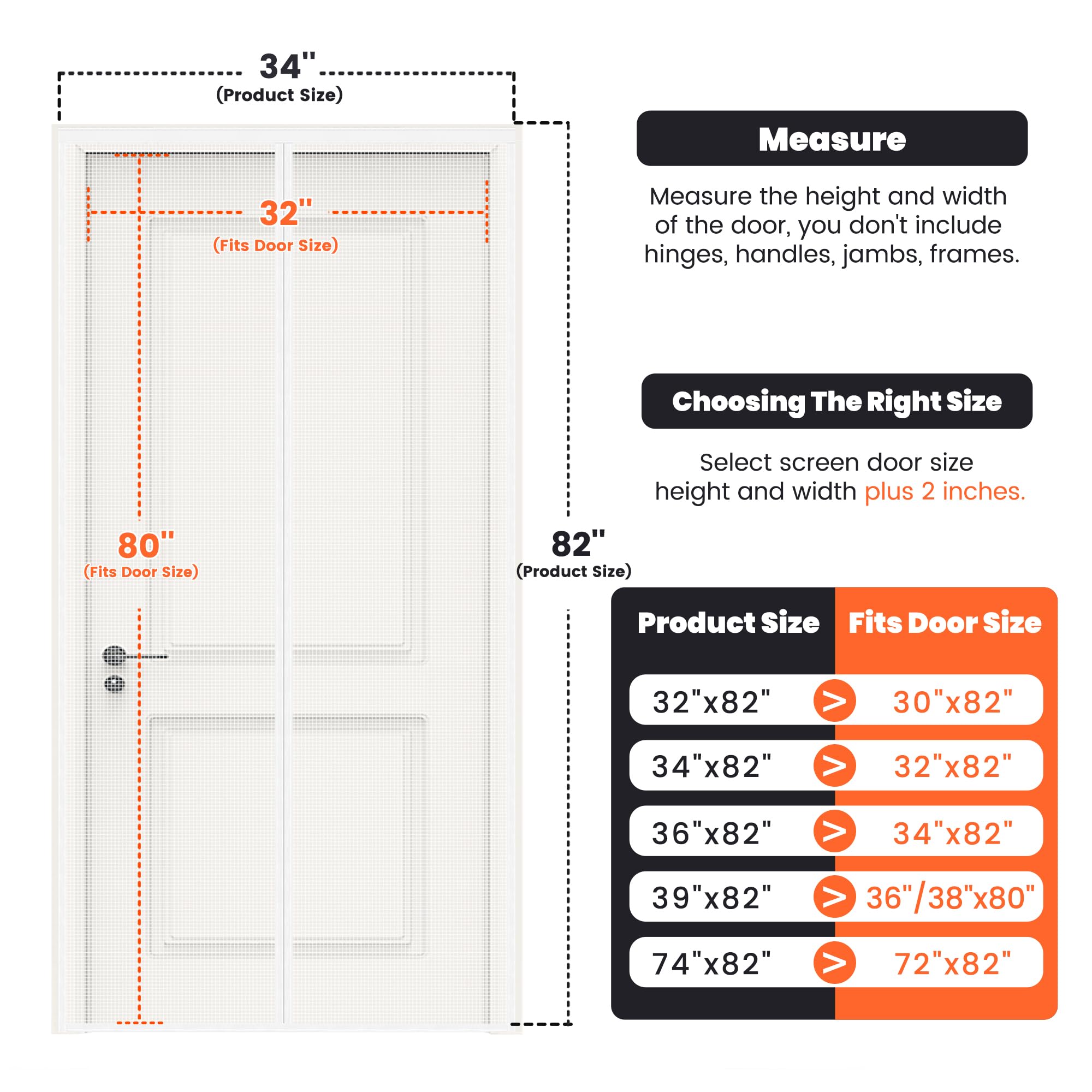 Magnetic Screen Door, Heavy Duty Fiberglass Moustiquaire Magnétique, Screen Mesh with Automatic Block Closure, Walk Through Easily, Fits Door Size up to 36-38" W x 80" H