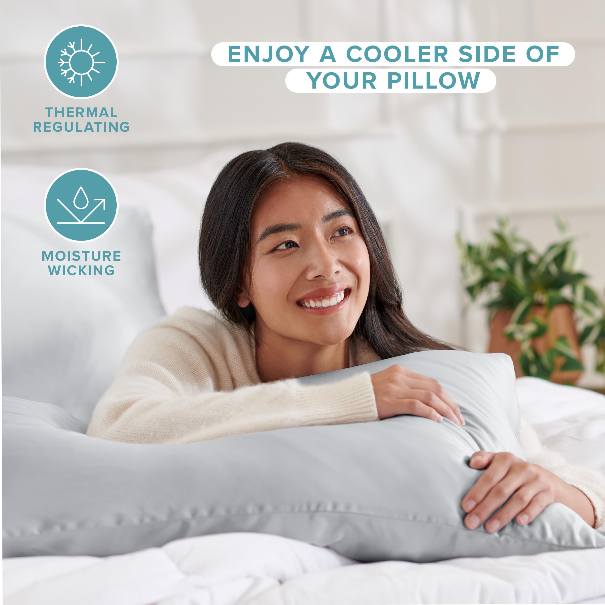 Bare Home 100% Mulberry Silk Pillowcase for Hair and Skin - Ultra Premium 6A Grade 19 Momme Silk Pillow Case - Hidden Zipper - Breathable Cooling Pillow Cover (Body, Silver)