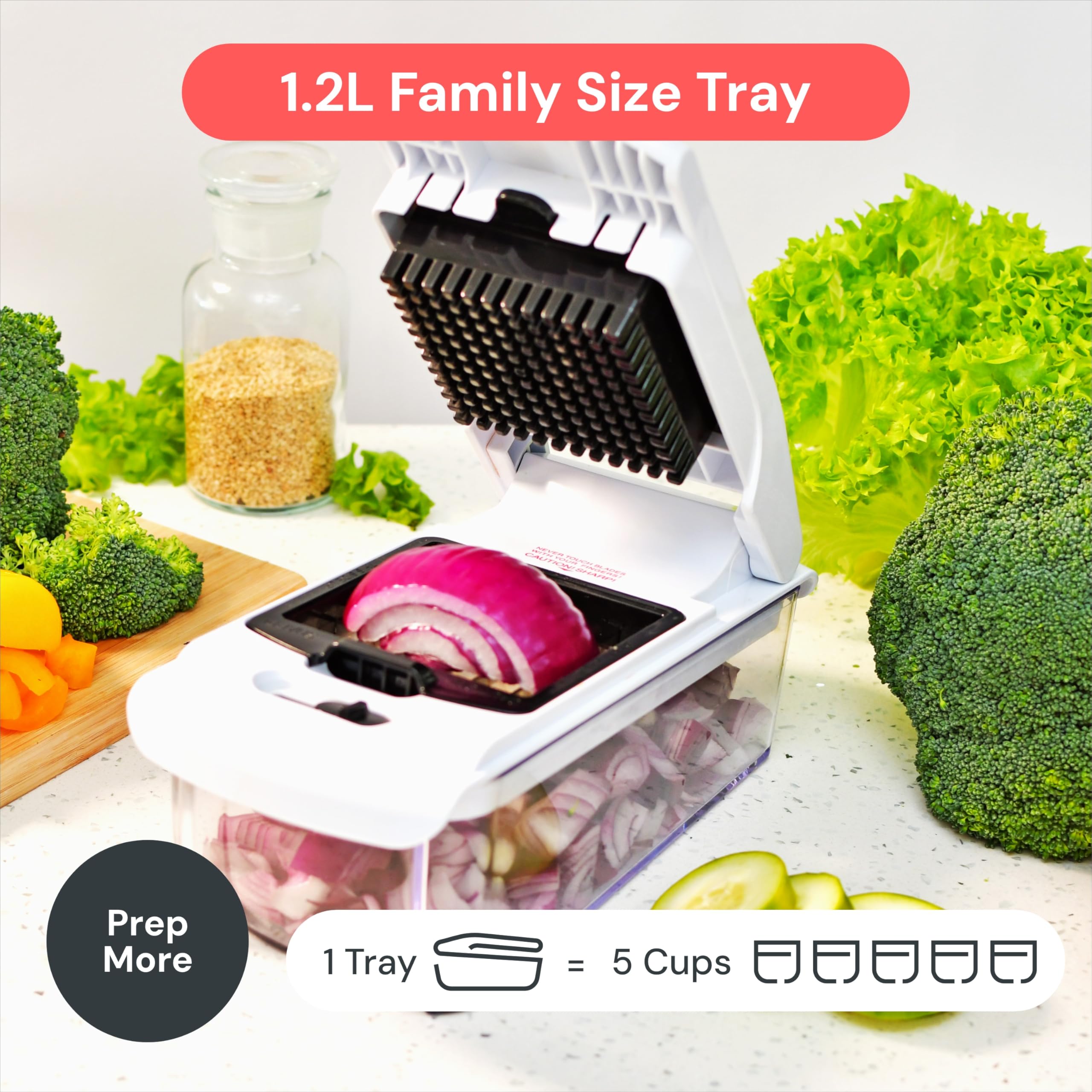 Fullstar Vegetable Chopper & Mandoline Slicer - Julienne Cutter Dicer Grater for Food Veggie Onion Cucumber Tomato Salad Potato Cheese - Kitchen Essentials & Gadgets (Compact 6-in-1, White)