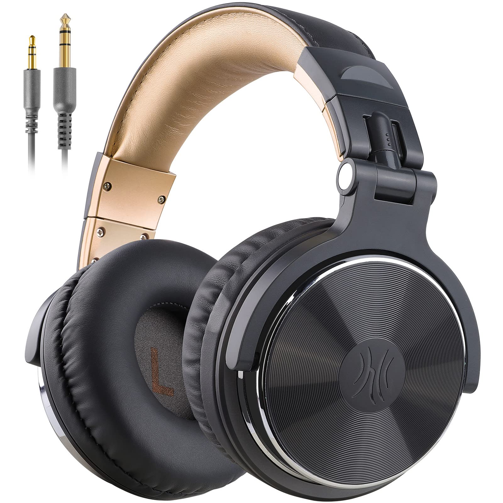 Casque audio supra-auriculaire noir avec coussinets noirs et câble avec prises 3,5 mm