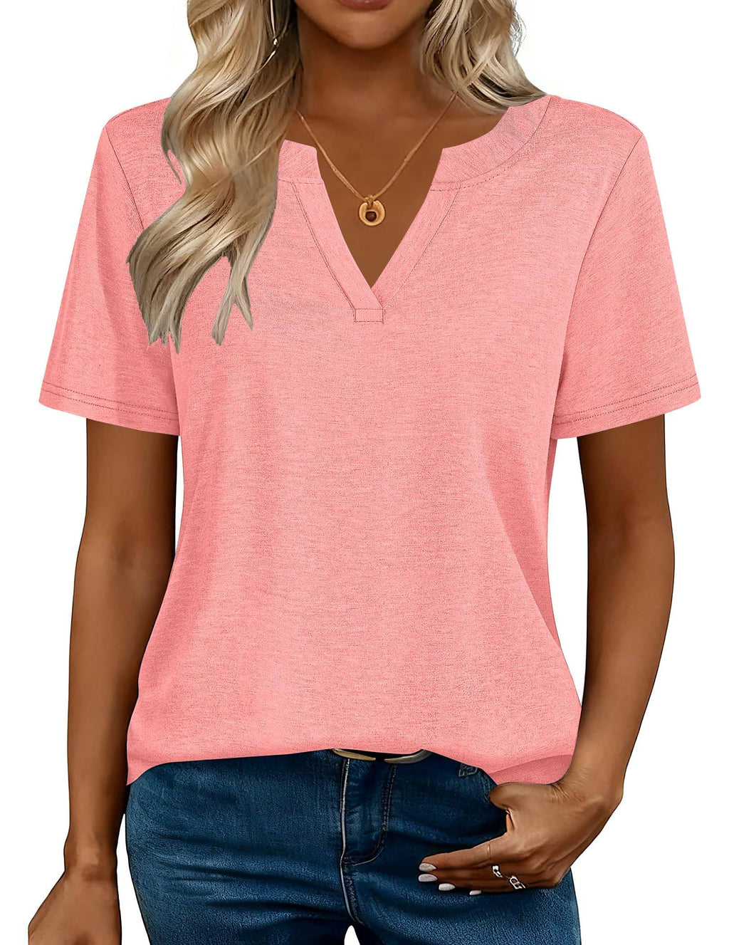 isermeo Womens Tops Short Sleeve V Neck Tee Shirts Cute Dressy Casual Summer Clothing Business Work Blouse S-XXL