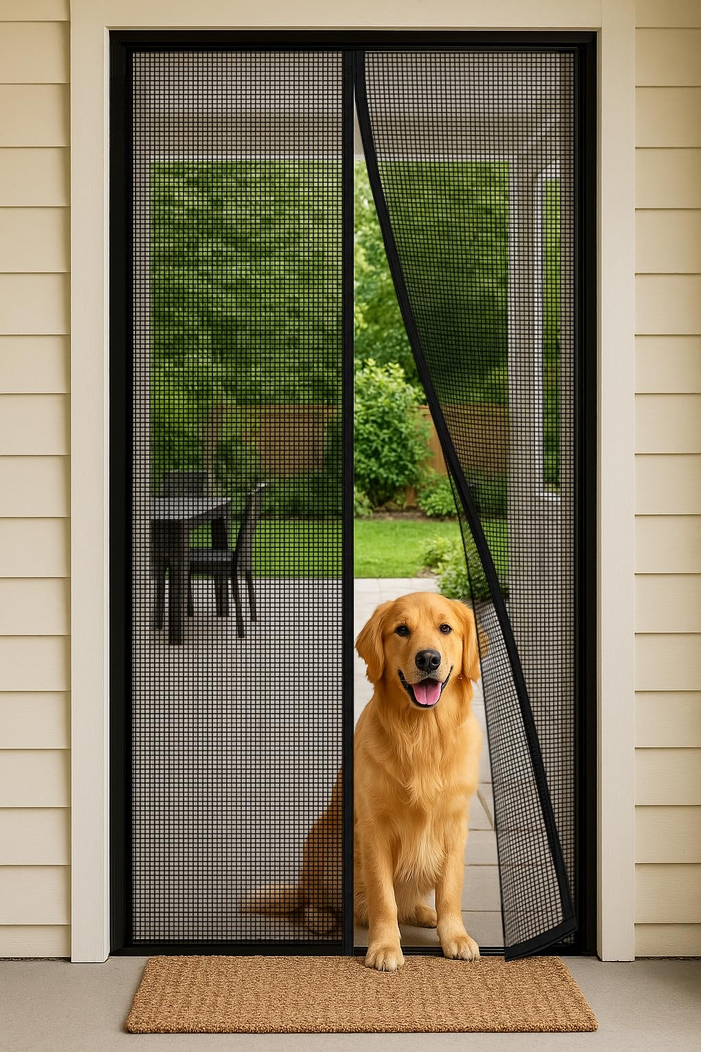 Magnetic Screen Door, Heavy Duty Fiberglass Moustiquaire Magnétique, Screen Mesh with Automatic Block Closure, Walk Through Easily, Fits Door Size up to 36-38" W x 80" H