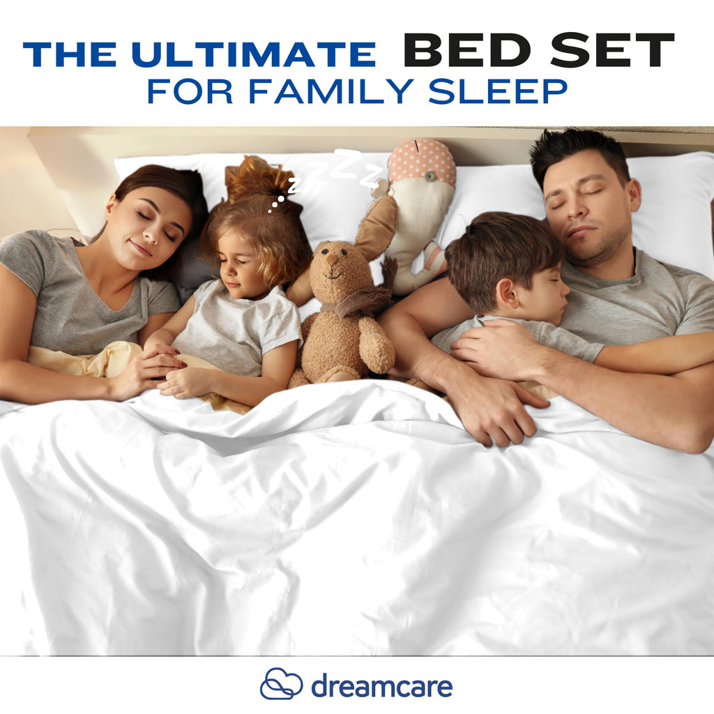 DREAMCARE Bedding Sets Queen - 4 Piece Queen Bed Sheets - Deep Pocket up to 15 in - Draps Lit Queen - Luxury Hotel Sheets & Pillowcases Set - Shrink & Fade Resistant (Queen, Black)