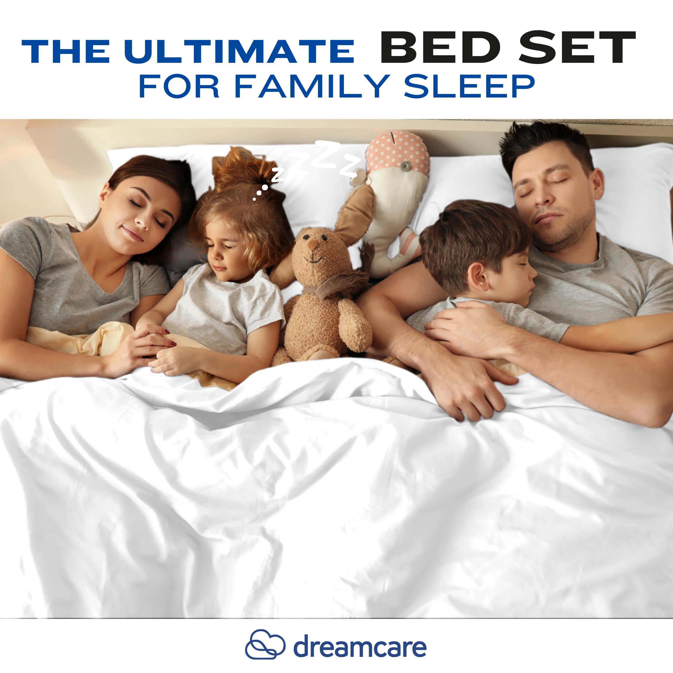 DREAMCARE Bedding Sets Queen - 4 Piece Queen Bed Sheets - Deep Pocket up to 15 in - Draps Lit Queen - Luxury Hotel Sheets & Pillowcases Set - Shrink & Fade Resistant (Queen, Black)