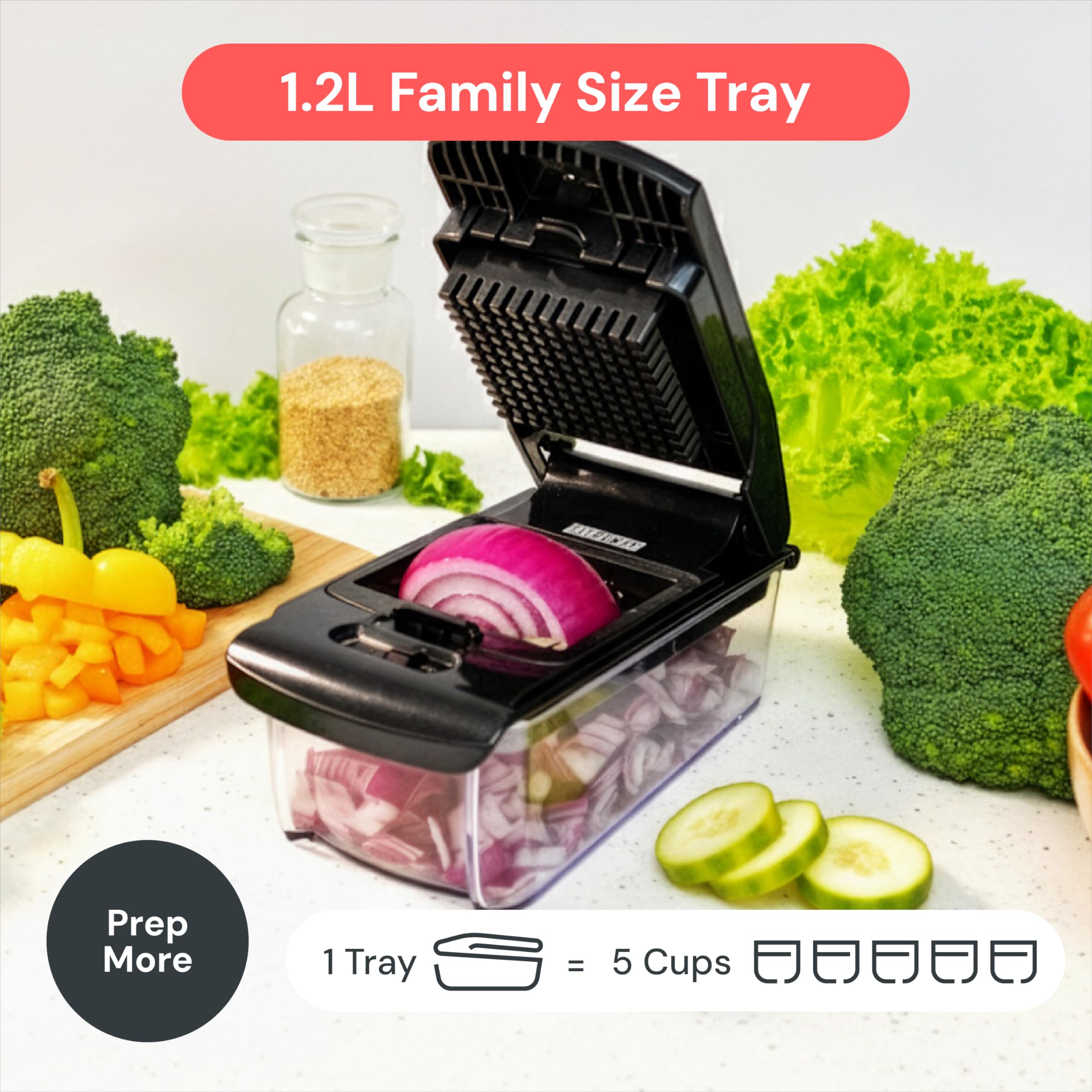 Fullstar Vegetable Chopper & Mandoline Slicer - Julienne Cutter Dicer Grater for Food Veggie Onion Cucumber Tomato Salad Potato Cheese - Kitchen Essentials & Gadgets (Compact 6-in-1, White)