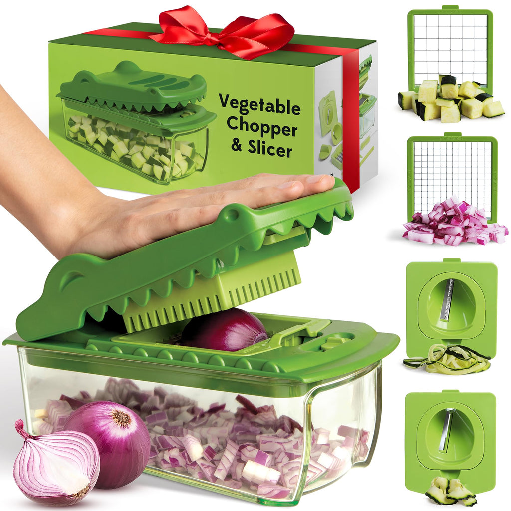 Fullstar Vegetable Chopper & Cutter - Slicer Dicer Spiralizer with Container for Food Veggie Onion Cucumber Tomato Salad Potato French Fry - Kitchen Essentials & Gadgets (PRO 4-in-1, White)