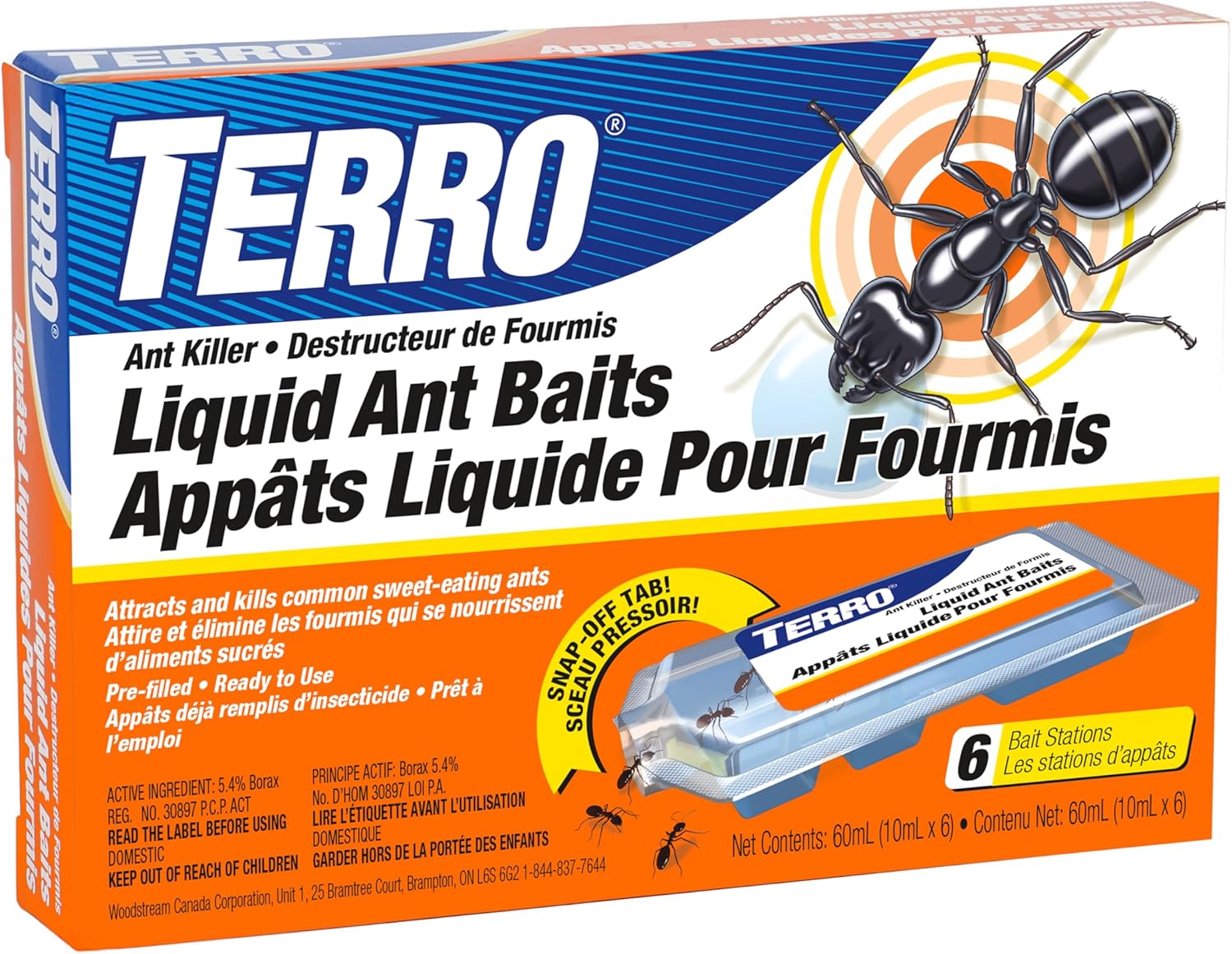 Stations d’appâts liquides TERRO pour fourmis, boîte de 6 dispositifs