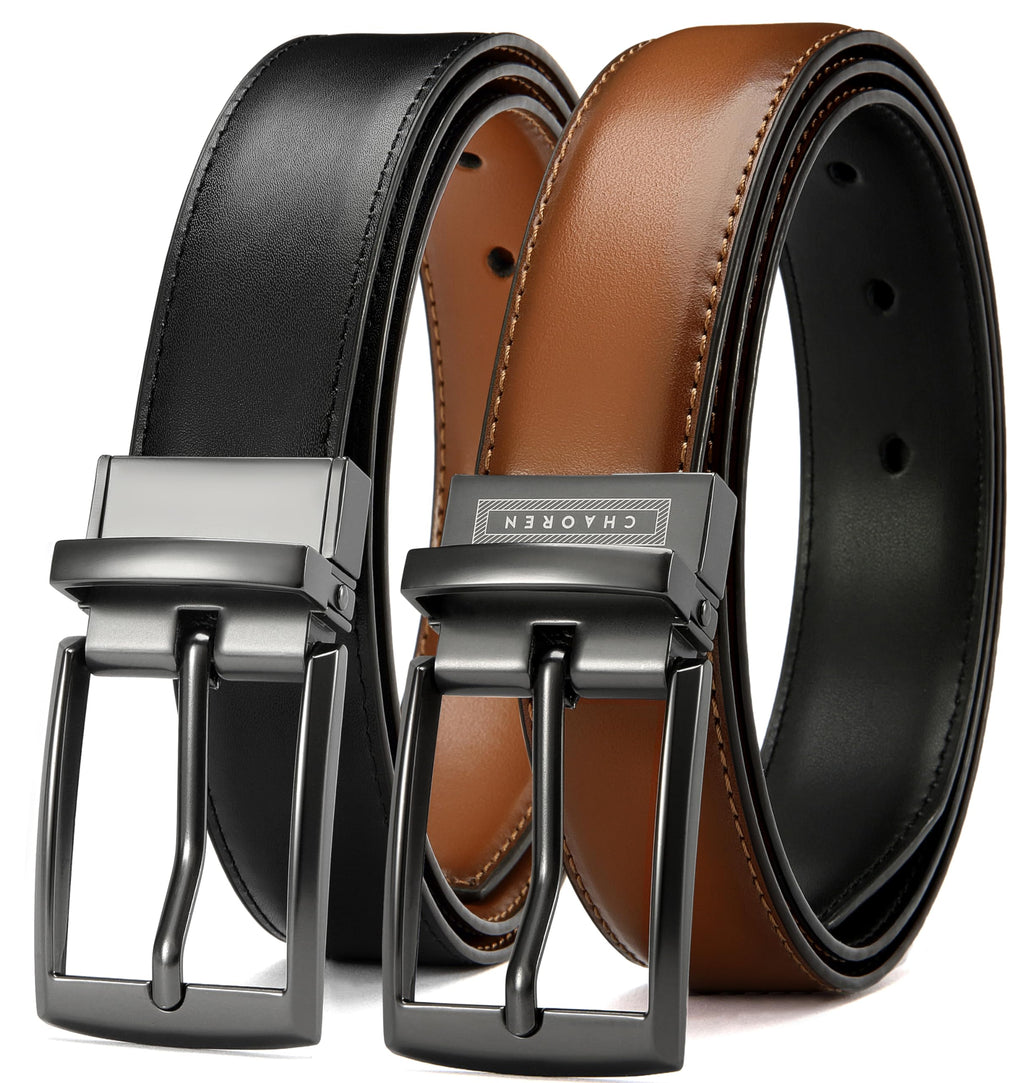 CHAOREN Kids Belt - 1 1/4" Dress Reversible Boys Belt for Youth - One Leather Belt Two Style