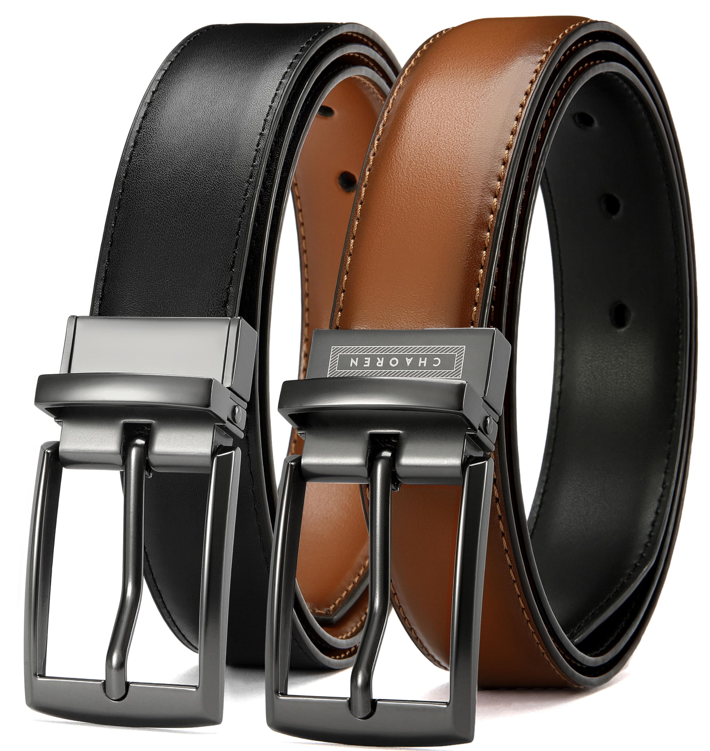 CHAOREN Kids Belt - 1 1/4" Dress Reversible Boys Belt for Youth - One Leather Belt Two Style
