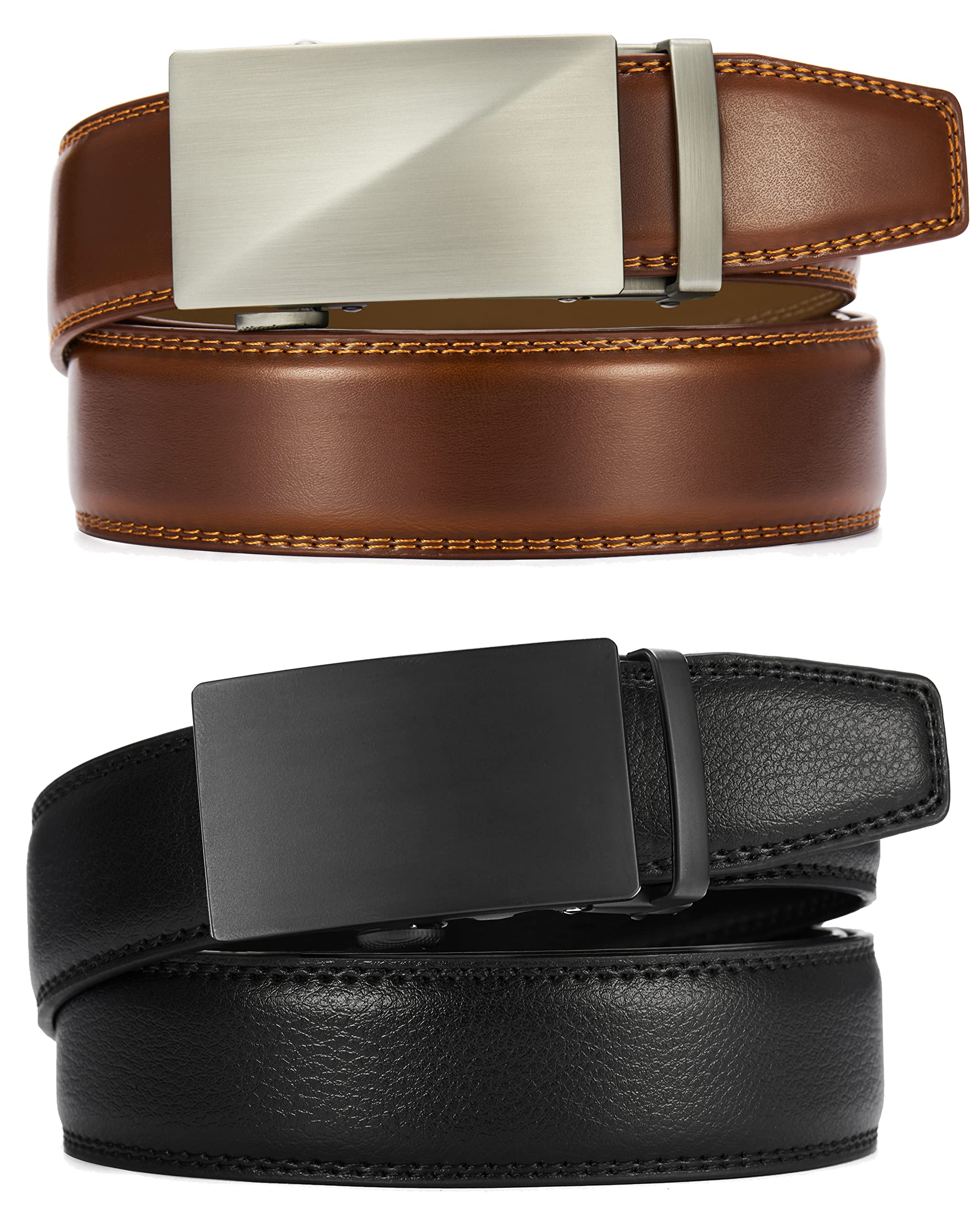 CHAOREN Ratchet Belts for Men 2 Pack - 1 3/8" Leather Belts Men