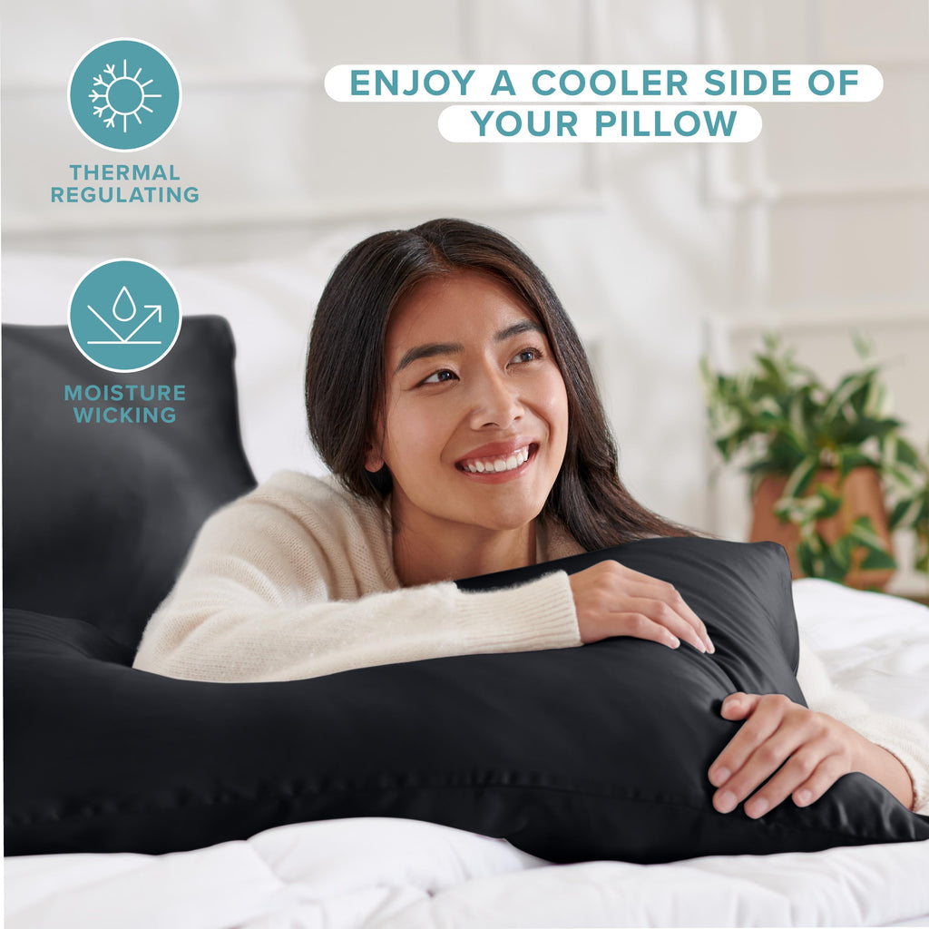 Bare Home 100% Mulberry Silk Pillowcase for Hair and Skin - Ultra Premium 6A Grade 19 Momme Silk Pillow Case - Hidden Zipper - Breathable Cooling Pillow Cover (Body, Silver)