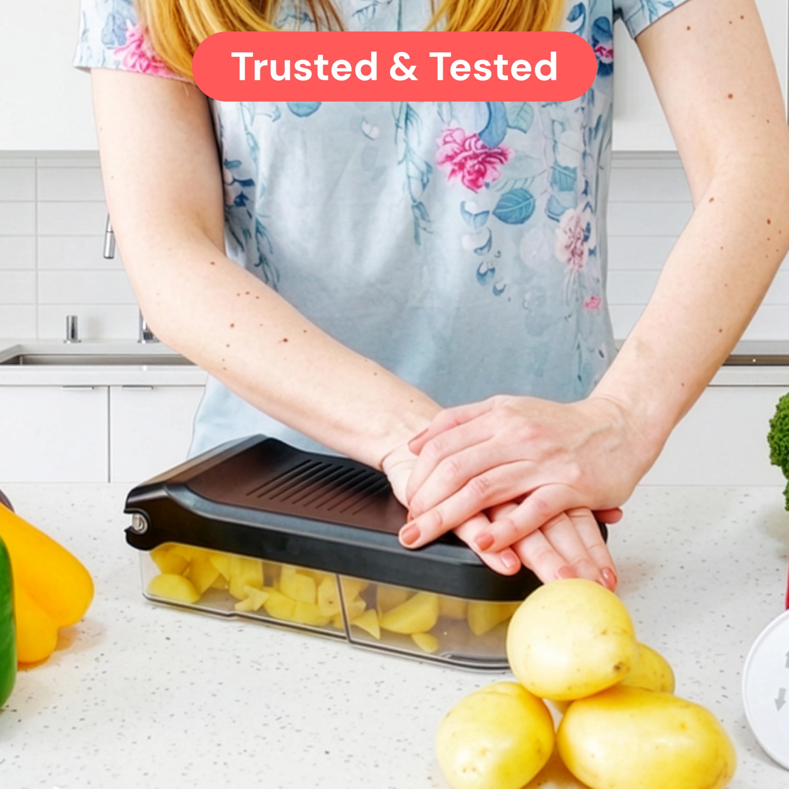 Fullstar Vegetable Chopper & Mandoline Slicer - Julienne Cutter Dicer Grater for Food Veggie Onion Cucumber Tomato Salad Potato Cheese - Kitchen Essentials & Gadgets (Compact 6-in-1, White)