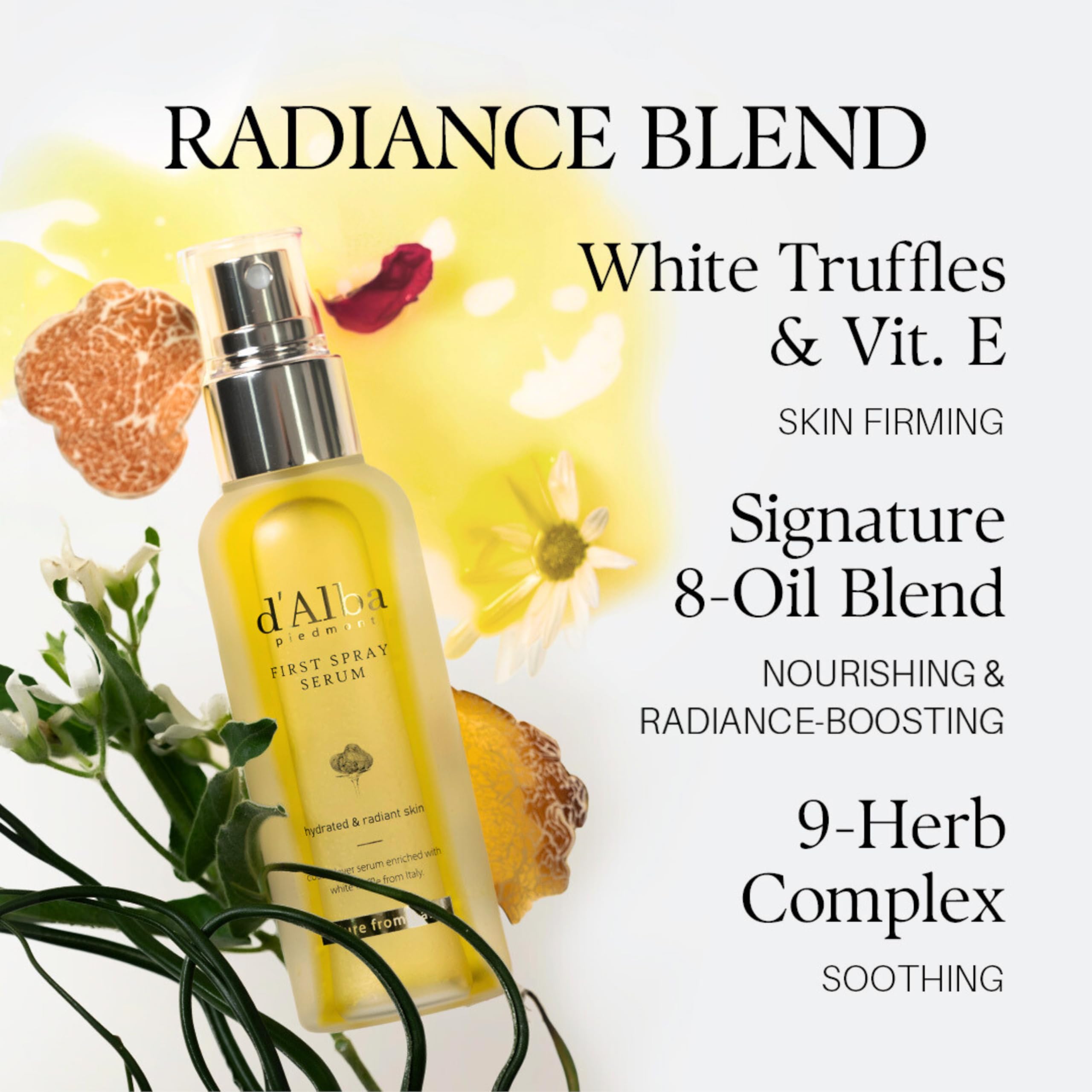 d'alba Piedmont Italian White Truffle First Spray Serum, Vegan Skin Care, Hydrating Face Moisturizer, Glow Serum for Radiant Skin, Non Comedogenic, All In One Mist, Korean skincare, 100ml