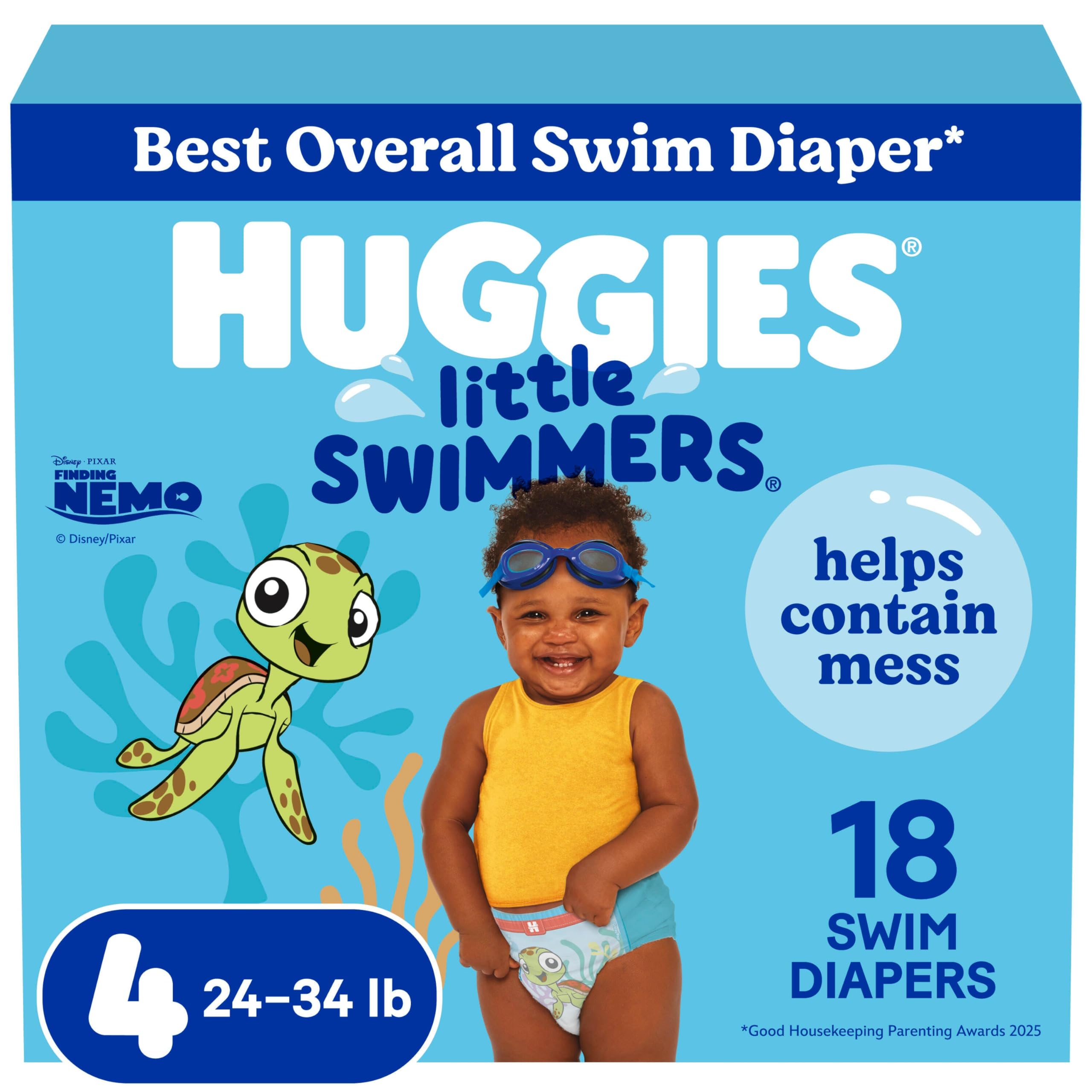 HUGGIES Swim Diapers, Size 5-6 Large, Huggies Little Swimmers Disposable Swimpants, 17 ct ( Packaging may vary )