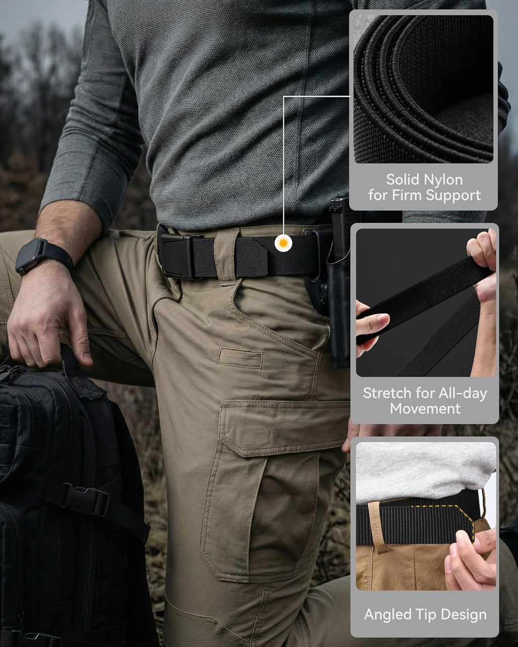 CHAOREN Tactical Belt Men - 1.5" Stretch Belt for Work