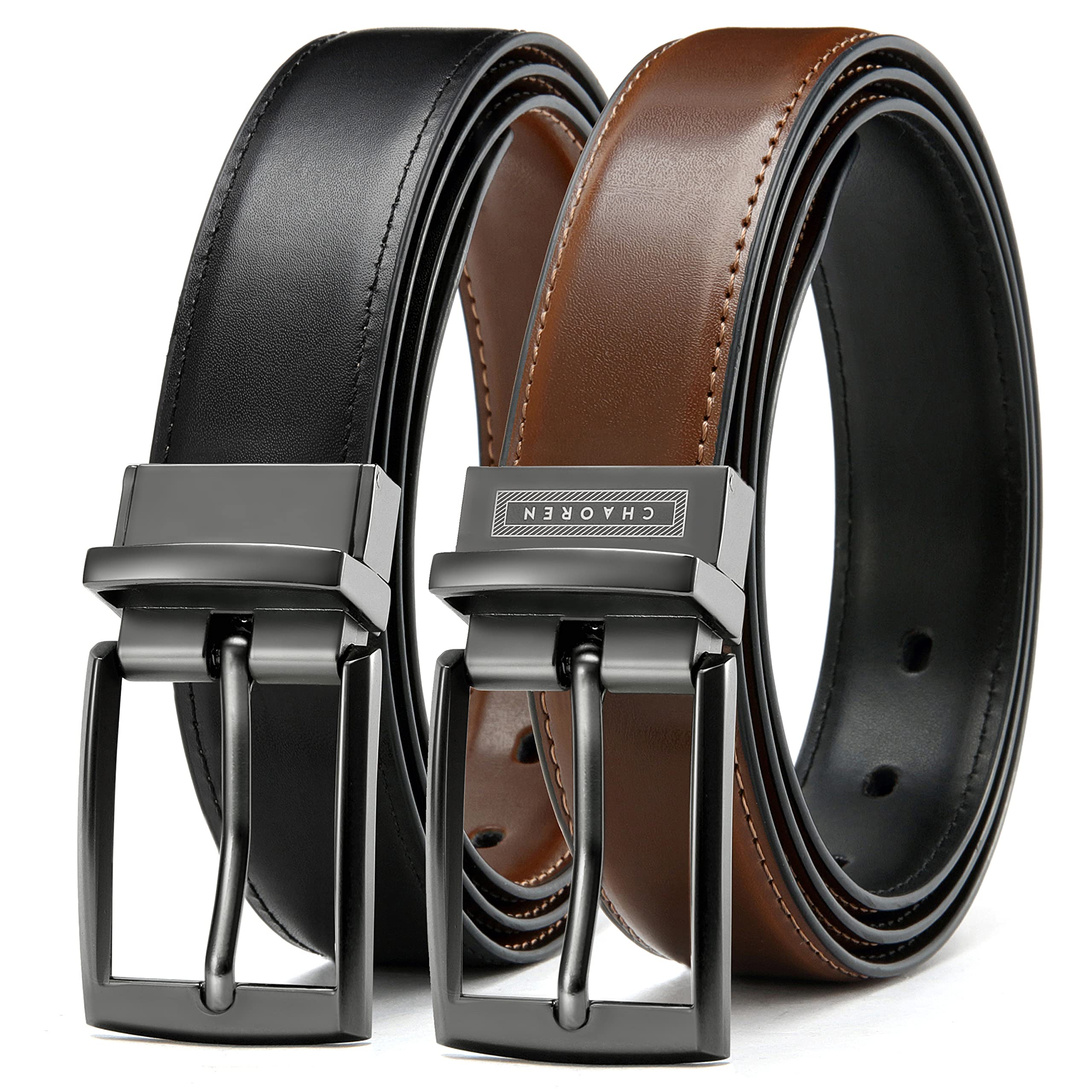 CHAOREN Kids Belt - 1 1/4" Dress Reversible Boys Belt for Youth - One Leather Belt Two Style