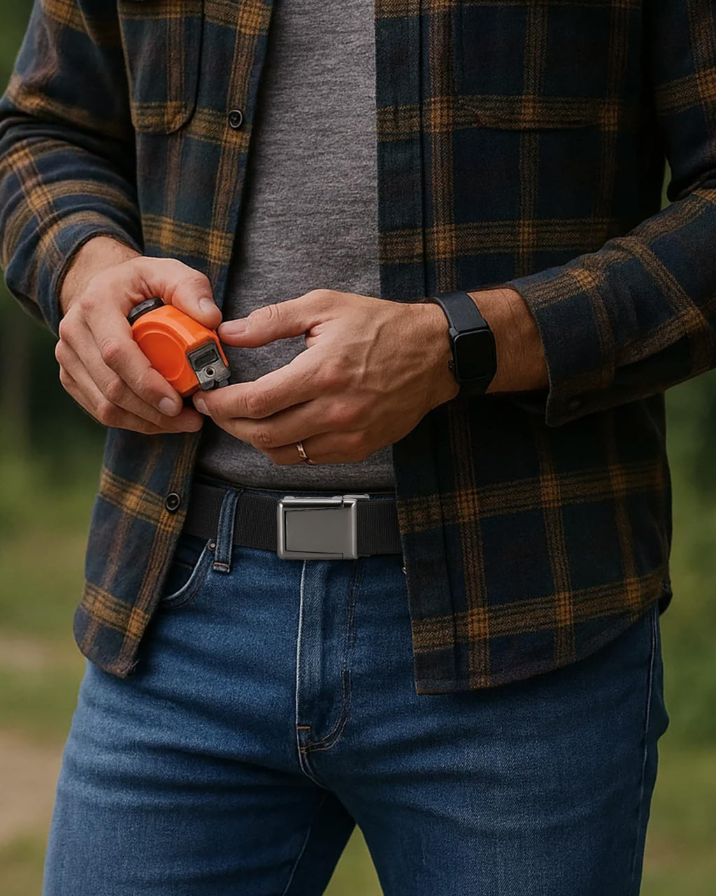 CHAOREN Tactical Belt Men - 1.5" Work Belt Nylon Stretch with Quick Release Zinc Alloy Buckle for Military Casual Jeans