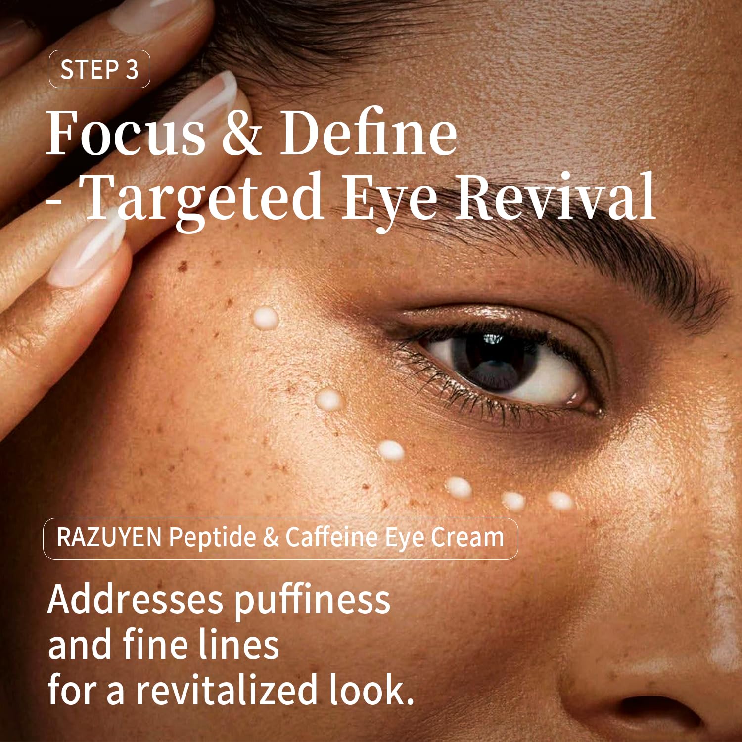 Crème contour des yeux RAZUYEN, points blancs sous l’œil.