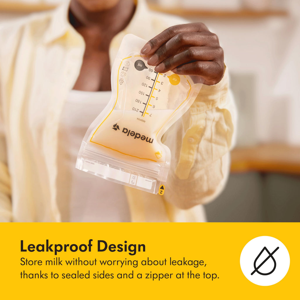 Medela Easy Pour Disposable Breast Milk Storage Bags, 7 oz/210 ml Capacity, Leakproof Design with Milk Protection, Made Without BPA, Pack of 100