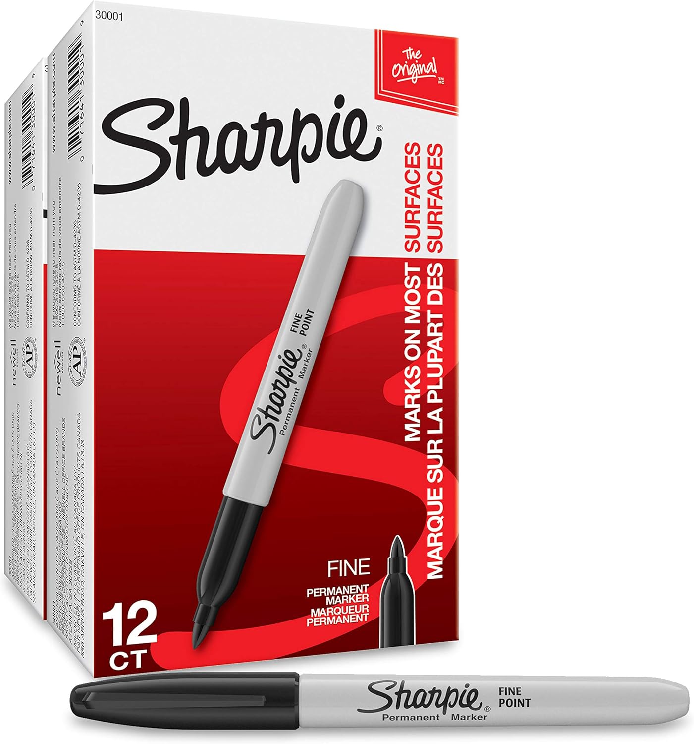 Marqueurs permanents Sharpie à pointe fine noirs, coffret de stylos