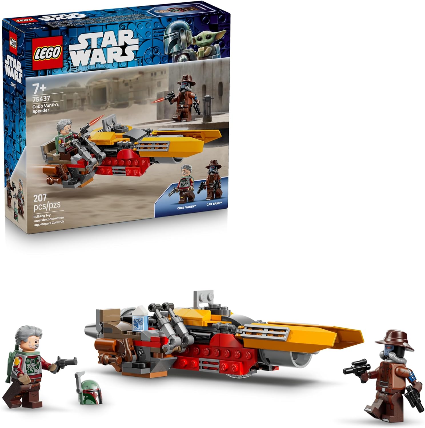 Boîte LEGO Star Wars pour speeder, incluant minifigurines Cobb Vanth et Cad Bane