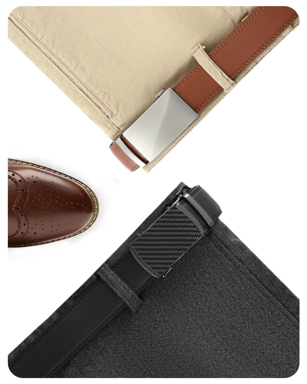 CHAOREN Ratchet Belts for Men 2 Pack - 1 3/8" Leather Belts Men