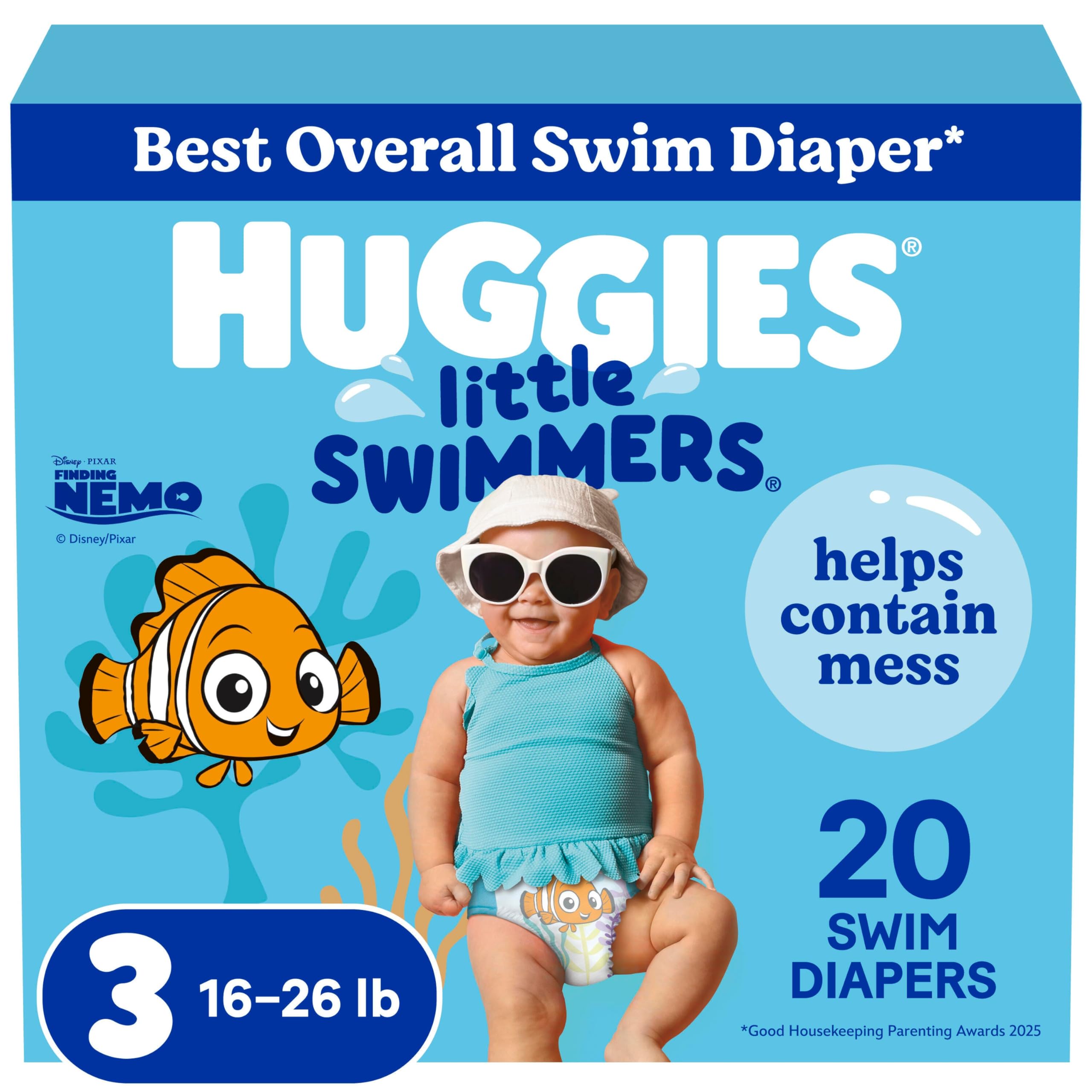 HUGGIES Swim Diapers, Size 5-6 Large, Huggies Little Swimmers Disposable Swimpants, 17 ct ( Packaging may vary )
