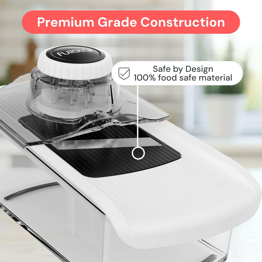 Fullstar Mandoline Slicer for Kitchen - Vegetable Slicer Spiralizer & Julienne Cutter for Veggie Cucumber Onion Potato Carrot - Cheese Grater - Kitchen Essentials Tools & Gadgets (PRO 6-in-1, White)