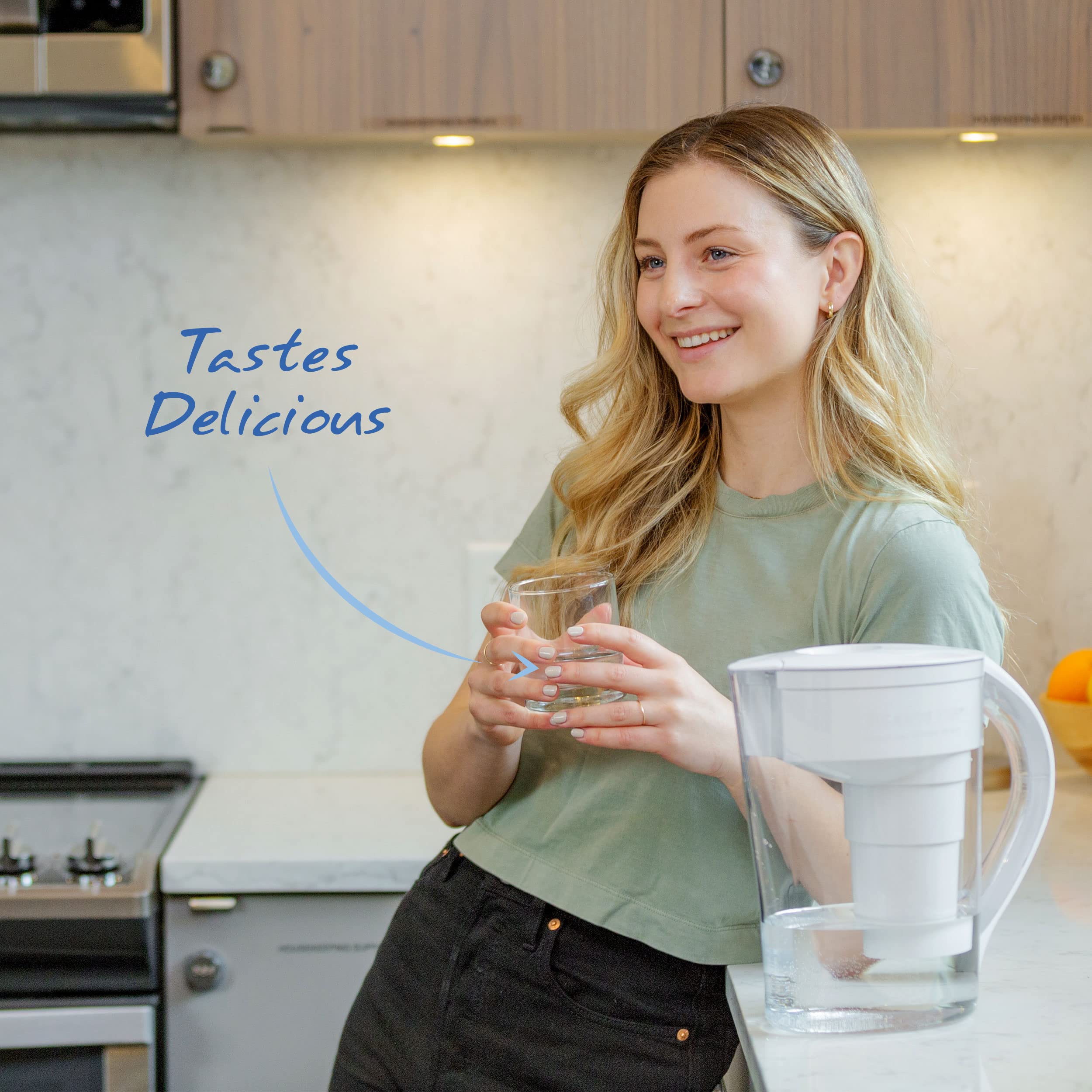 Santevia MINA Alkaline Water Filter Pitcher | Water Filtration System | Chlorine and Lead Filter | Water Purifier Pitcher | Home Water Filtration Pitcher | 9-Cup at Home Water Filter | Made in Canada