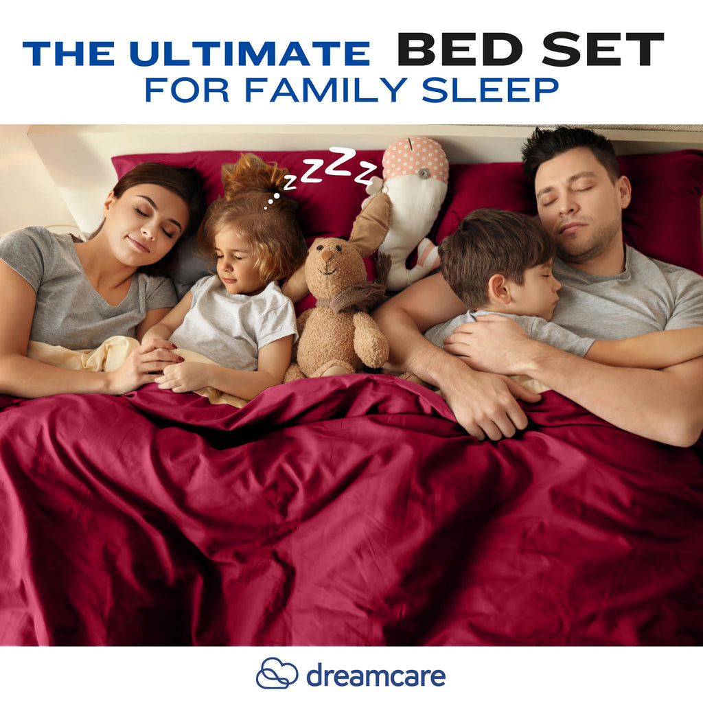 DREAMCARE Bedding Sets Queen - 4 Piece Queen Bed Sheets - Deep Pocket up to 15 in - Draps Lit Queen - Luxury Hotel Sheets & Pillowcases Set - Shrink & Fade Resistant (Queen, Black)