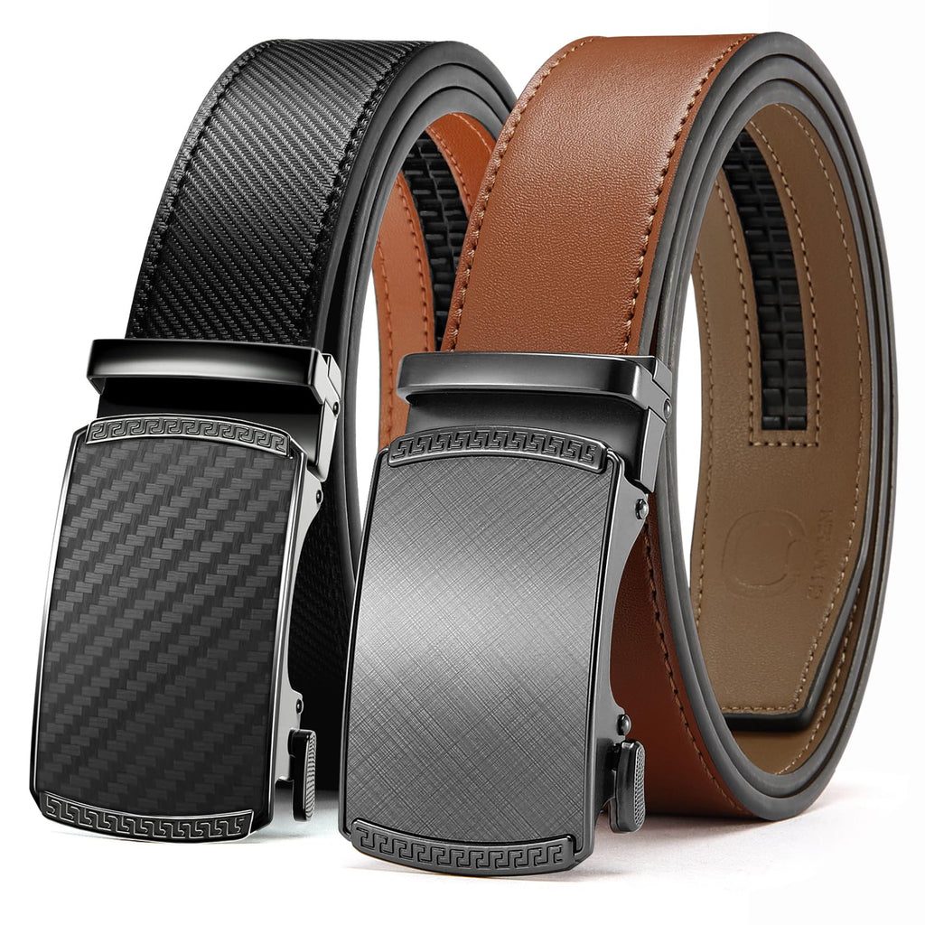 CHAOREN Ratchet Belts for Men 2 Pack - 1 3/8" Leather Belts Men