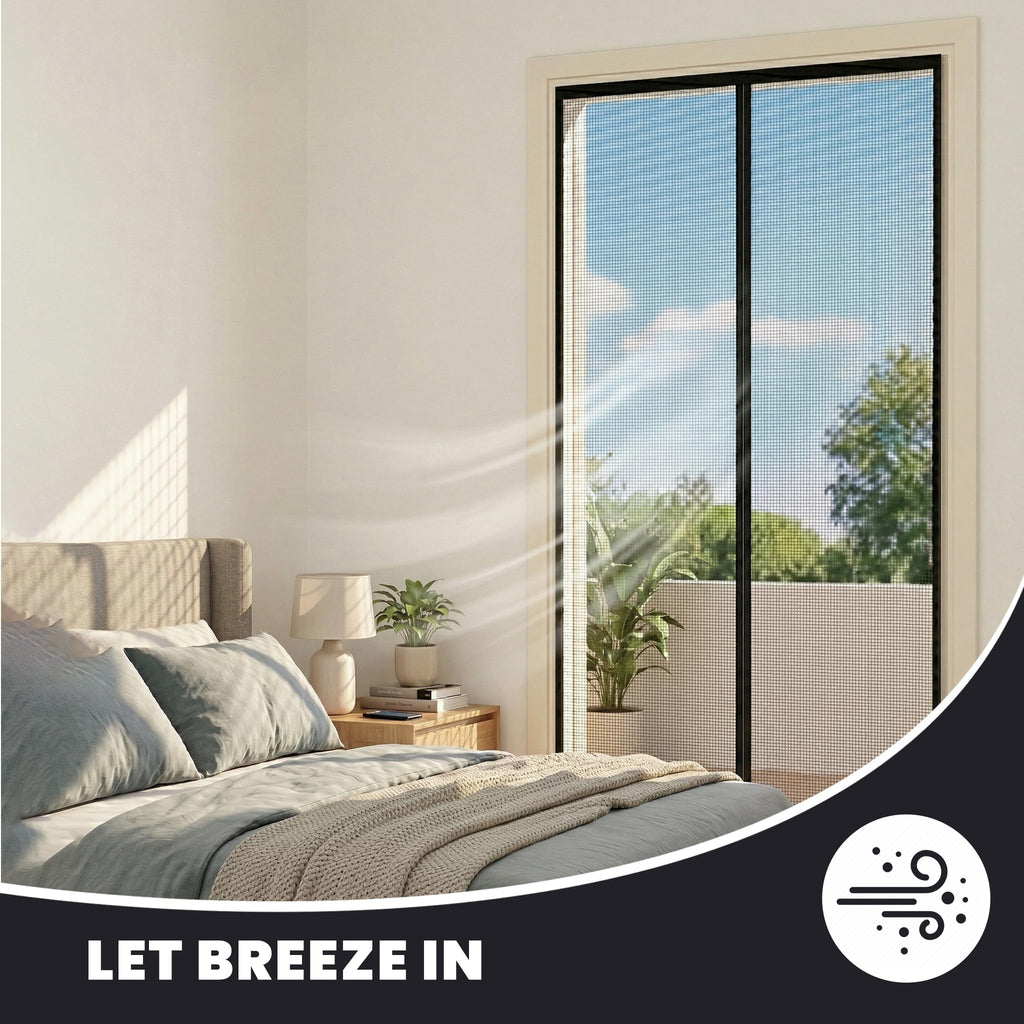 Magnetic Screen Door, Heavy Duty Fiberglass Moustiquaire Magnétique, Screen Mesh with Automatic Block Closure, Walk Through Easily, Fits Door Size up to 36-38" W x 80" H